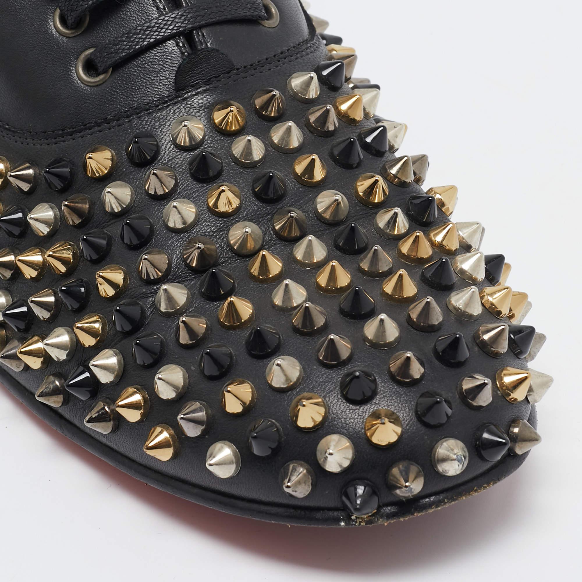 Christian Louboutin - Freddy Spike Oxfords in pelle nera - misura 40,5 in vendita 2
