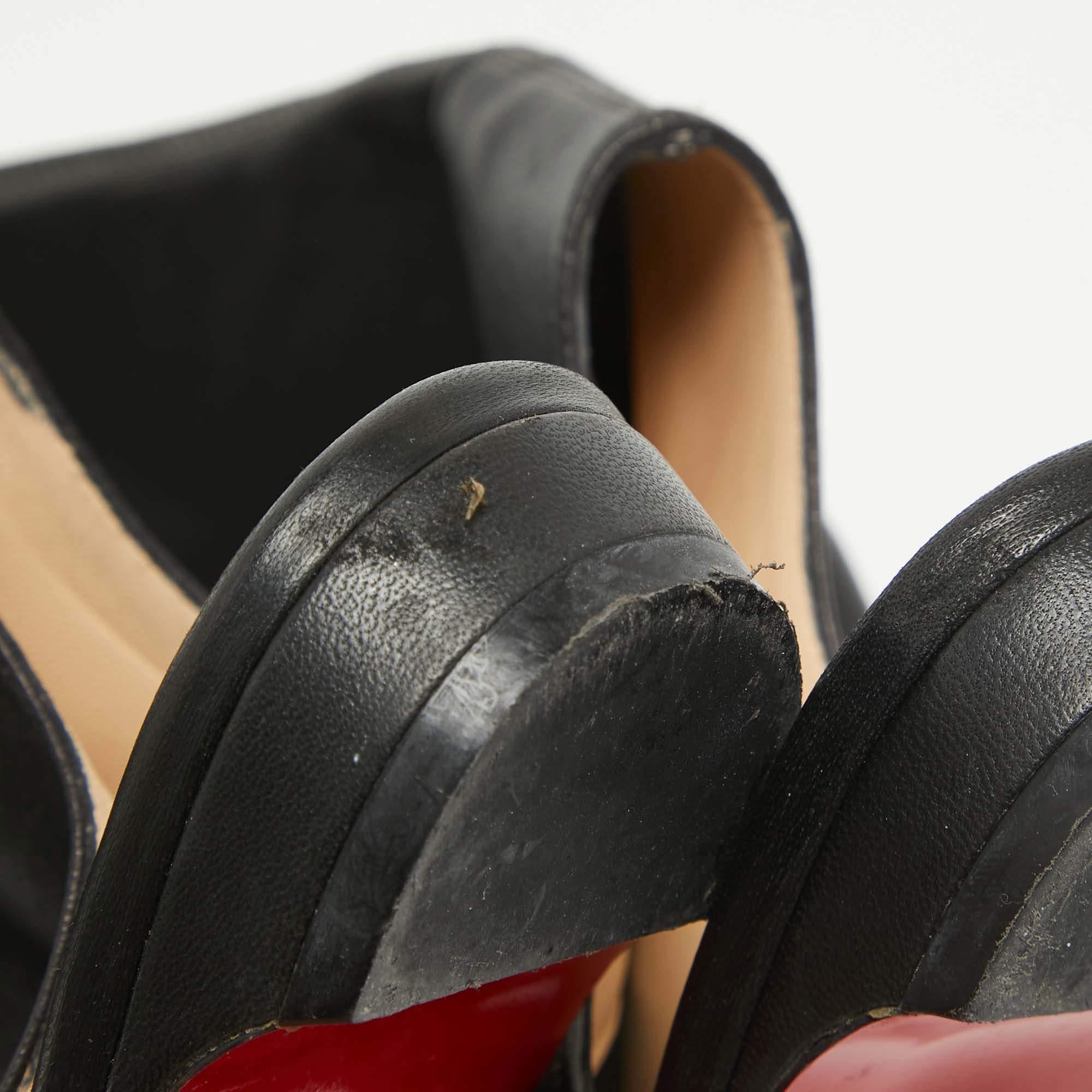 Christian Louboutin Black Leather From Sand Flat Knee Sandals Size 37 2
