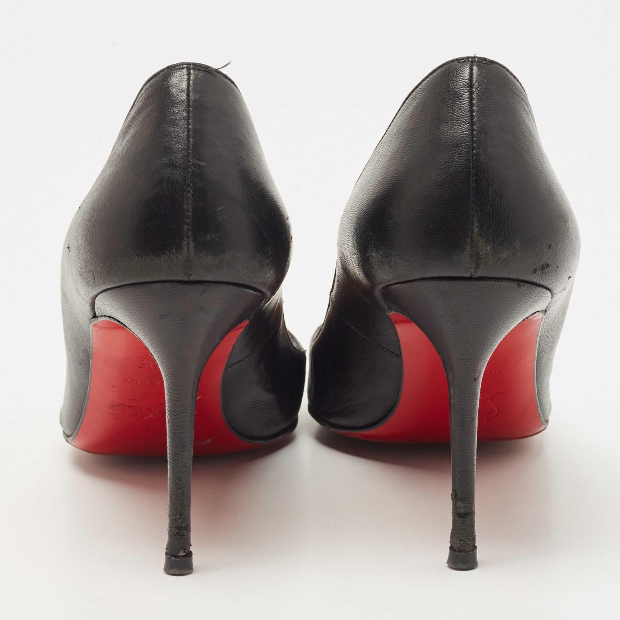 Christian Louboutin Black Leather Geo Pumps Size 36.5 For Sale 1