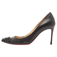 Christian Louboutin Black Leather Geo Pumps Size 36.5