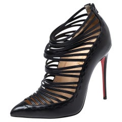 Christian Louboutin Black Leather Gortik Ankle Booties Size 36