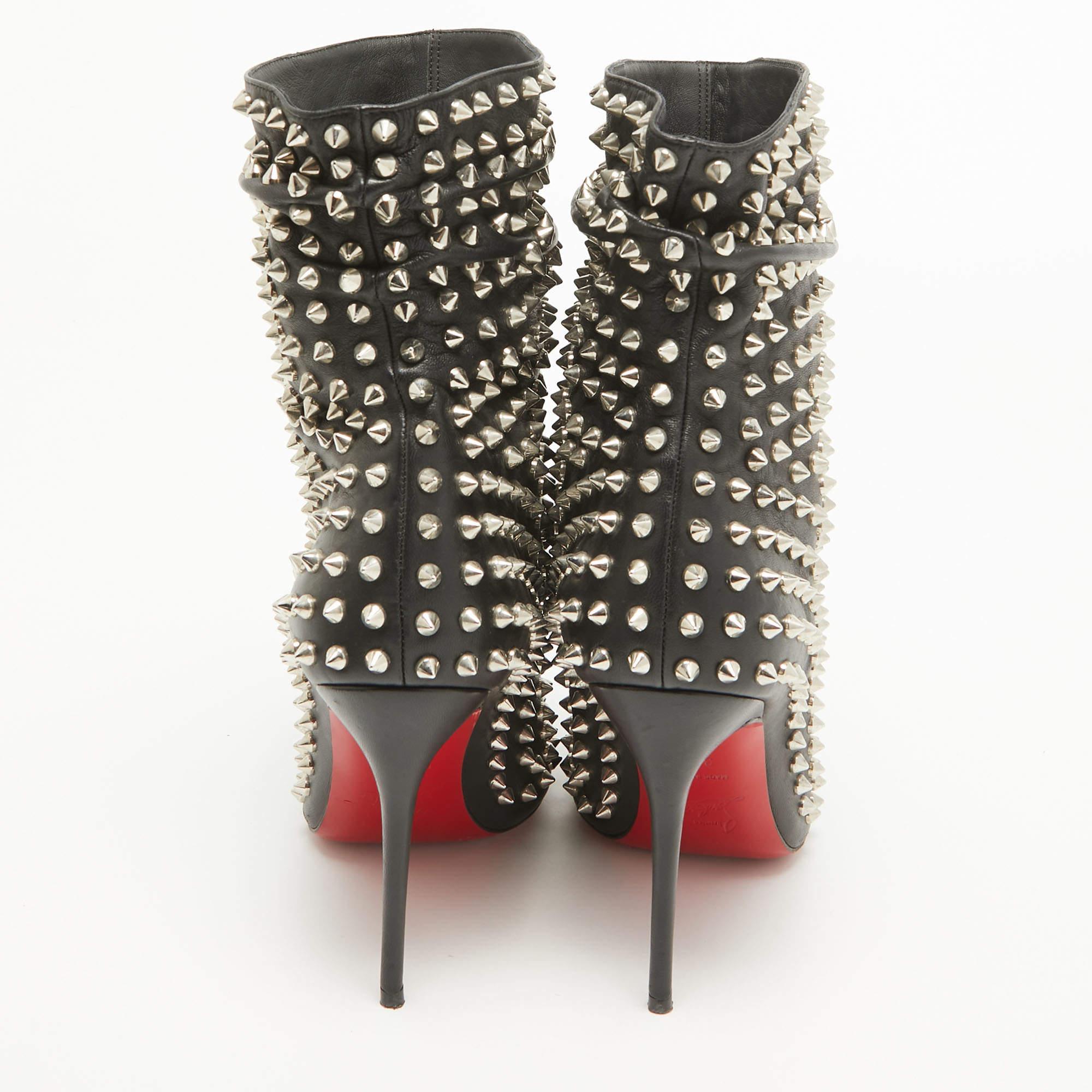 Christian Louboutin Black Leather Guerilla Ankle Boots Size 37.5 For Sale 3