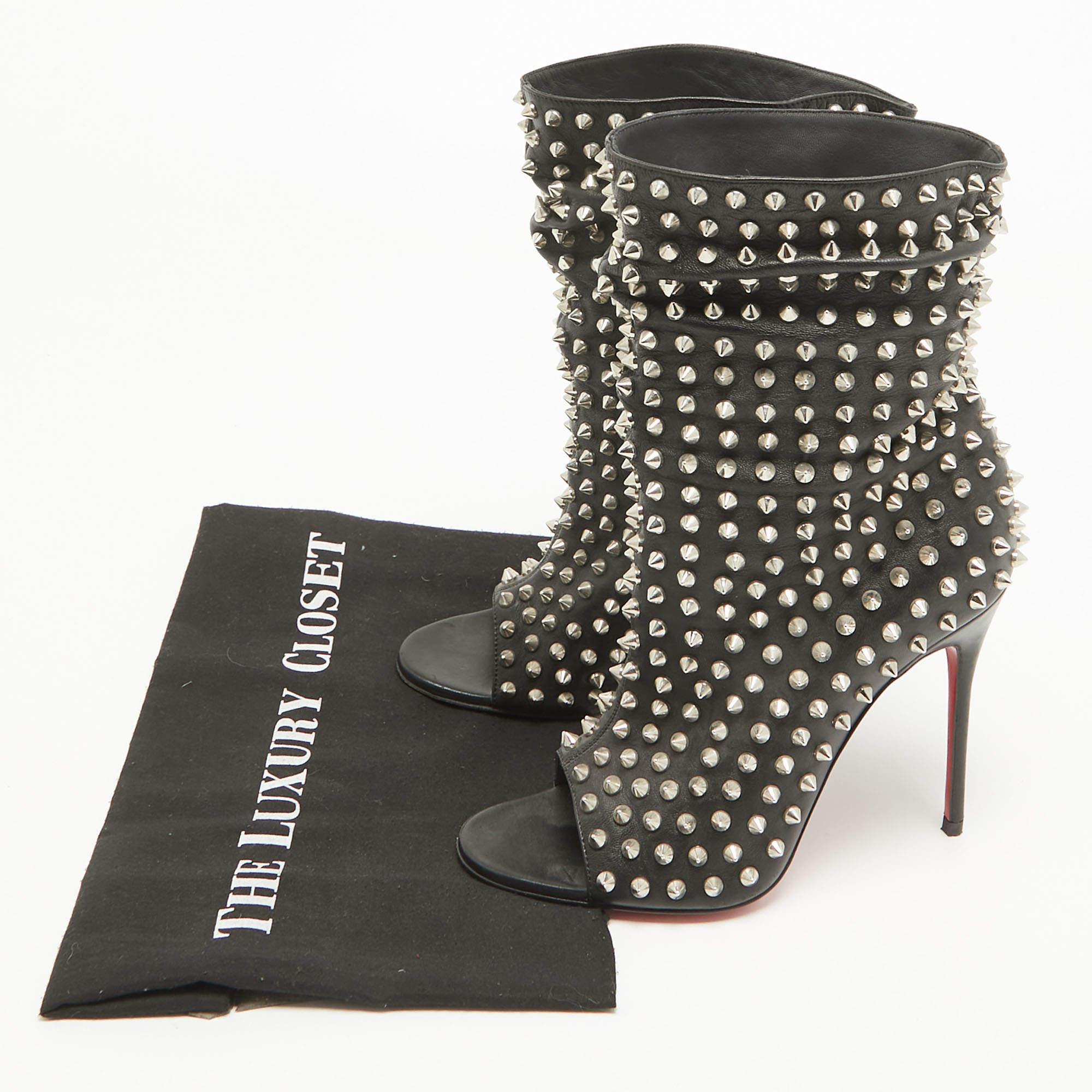 Christian Louboutin Black Leather Guerilla Ankle Boots Size 37.5 For Sale 5