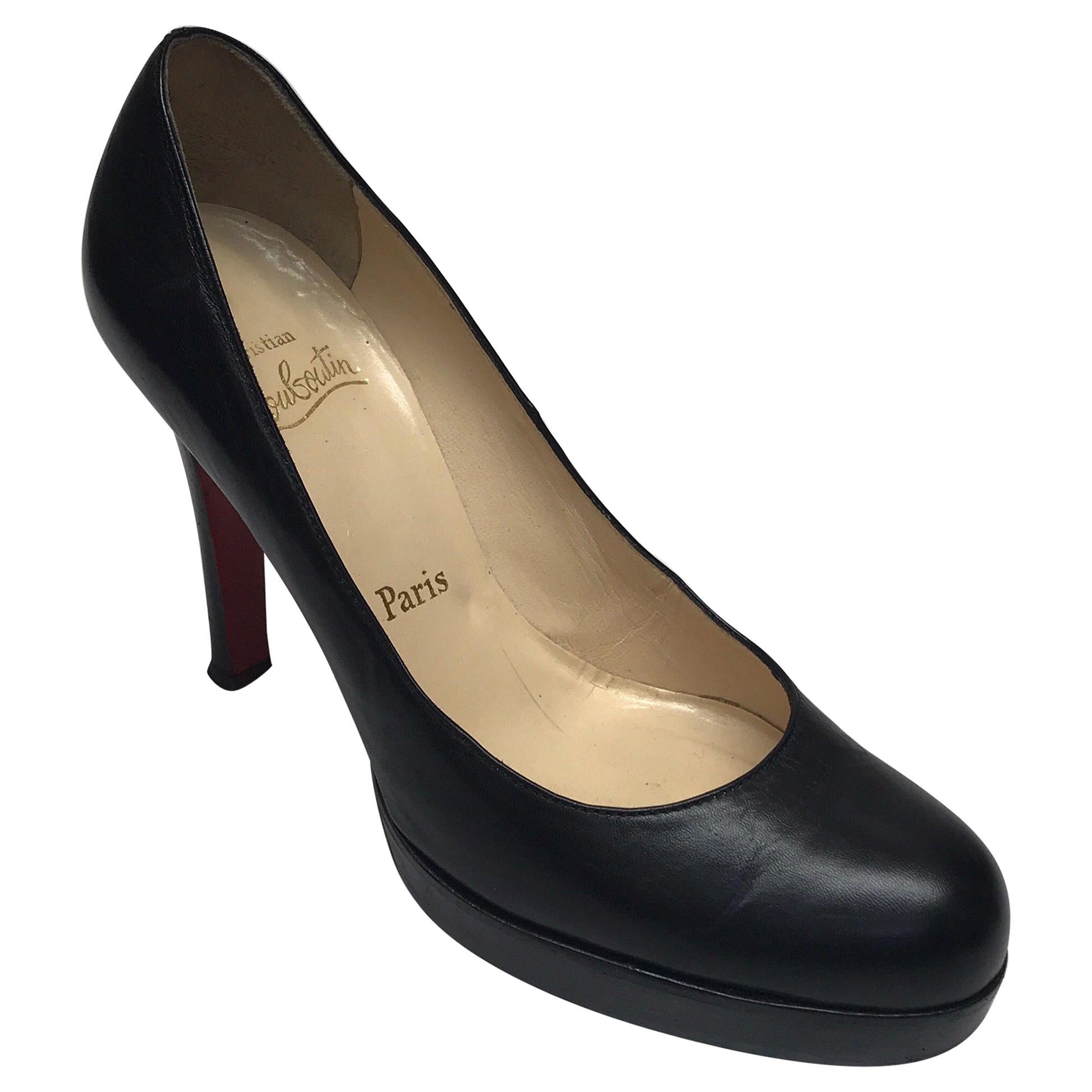 Christian Louboutin Black Leather High Heel-39