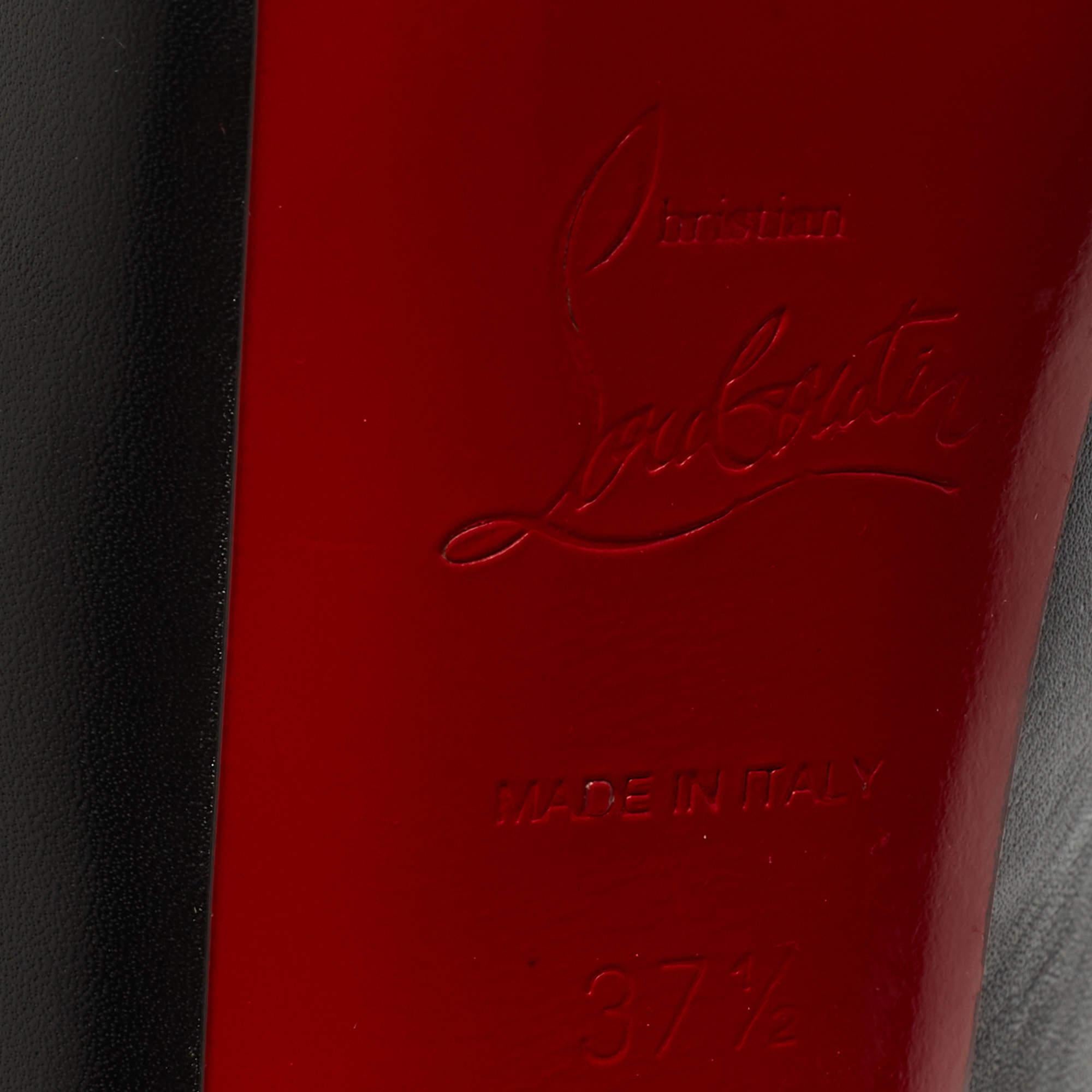 Christian Louboutin Black Leather Highness Platform Pumps Size 37.5 In Good Condition For Sale In Dubai, Al Qouz 2