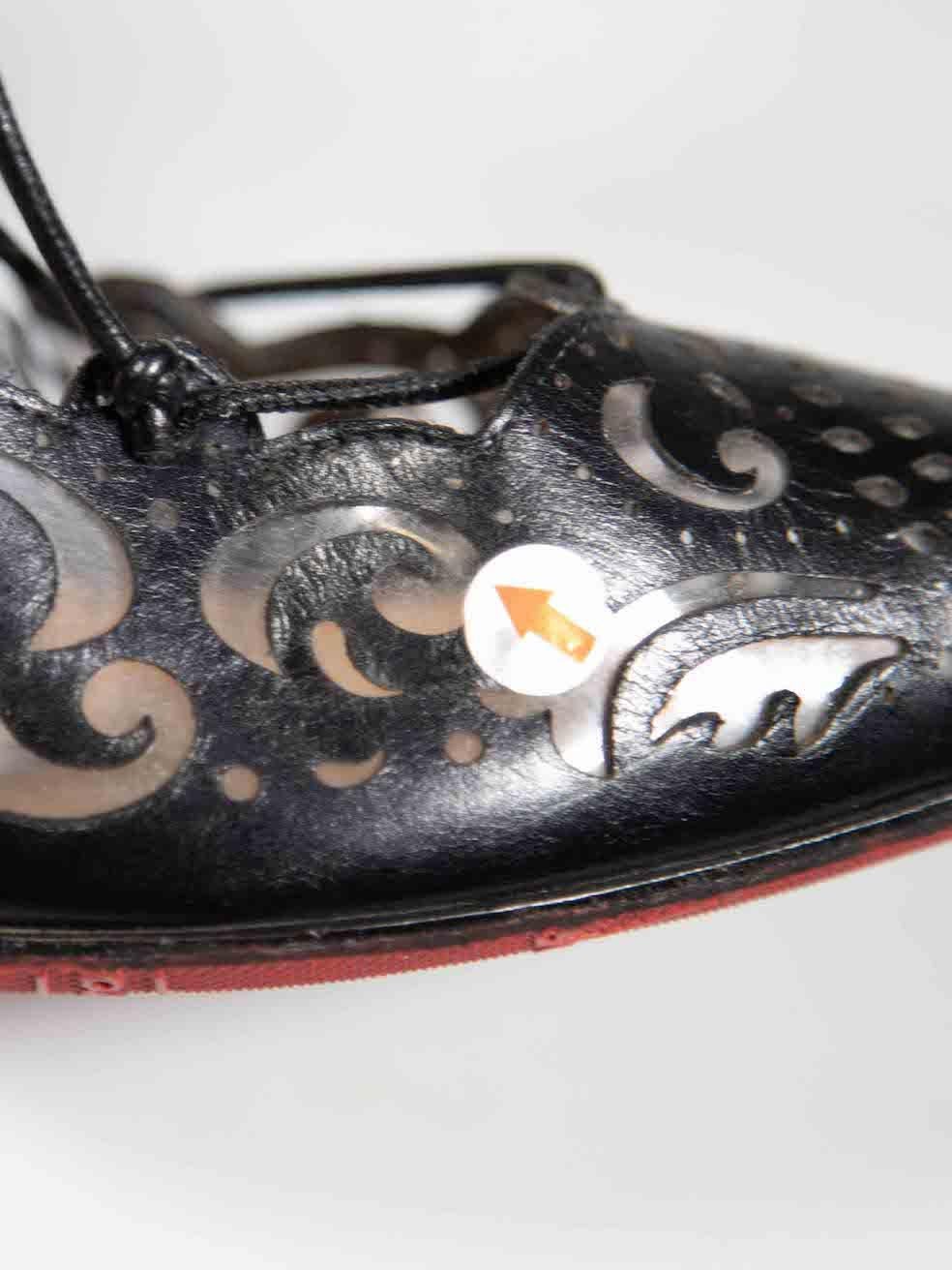 Women's Christian Louboutin Black Leather Impera 100 Specchio Heels Size IT 39.5 For Sale