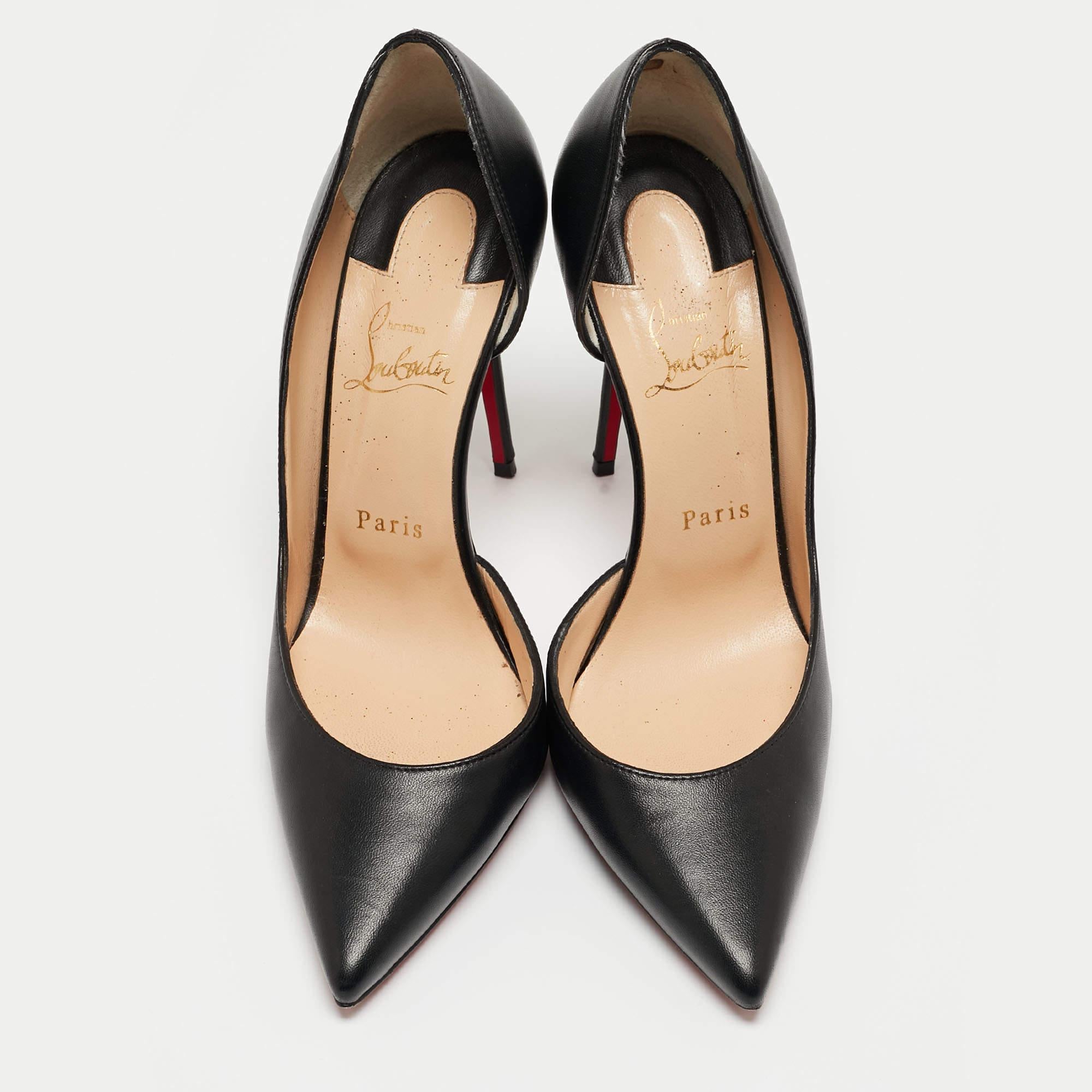 Curvaceous arches, a feminine appeal, and a well-built structure define this set of designer pumps. Coming with comfortable insoles and sleek heels, style them with your favorite outfits.

Includes: Original Dustbag, Original Box, Extra Heel Tips

