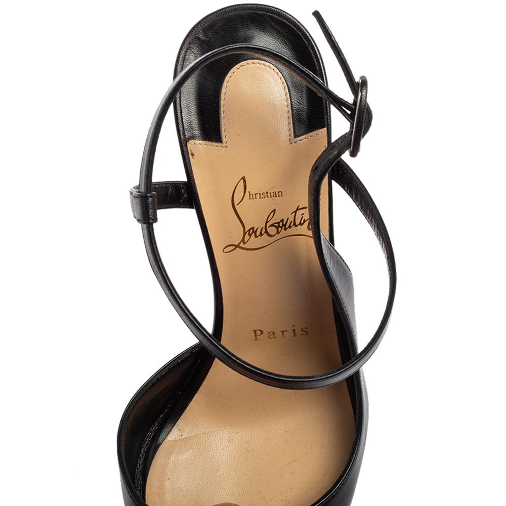 Christian Louboutin Black Leather Jenlove Pumps Size 38 In Good Condition In Dubai, Al Qouz 2