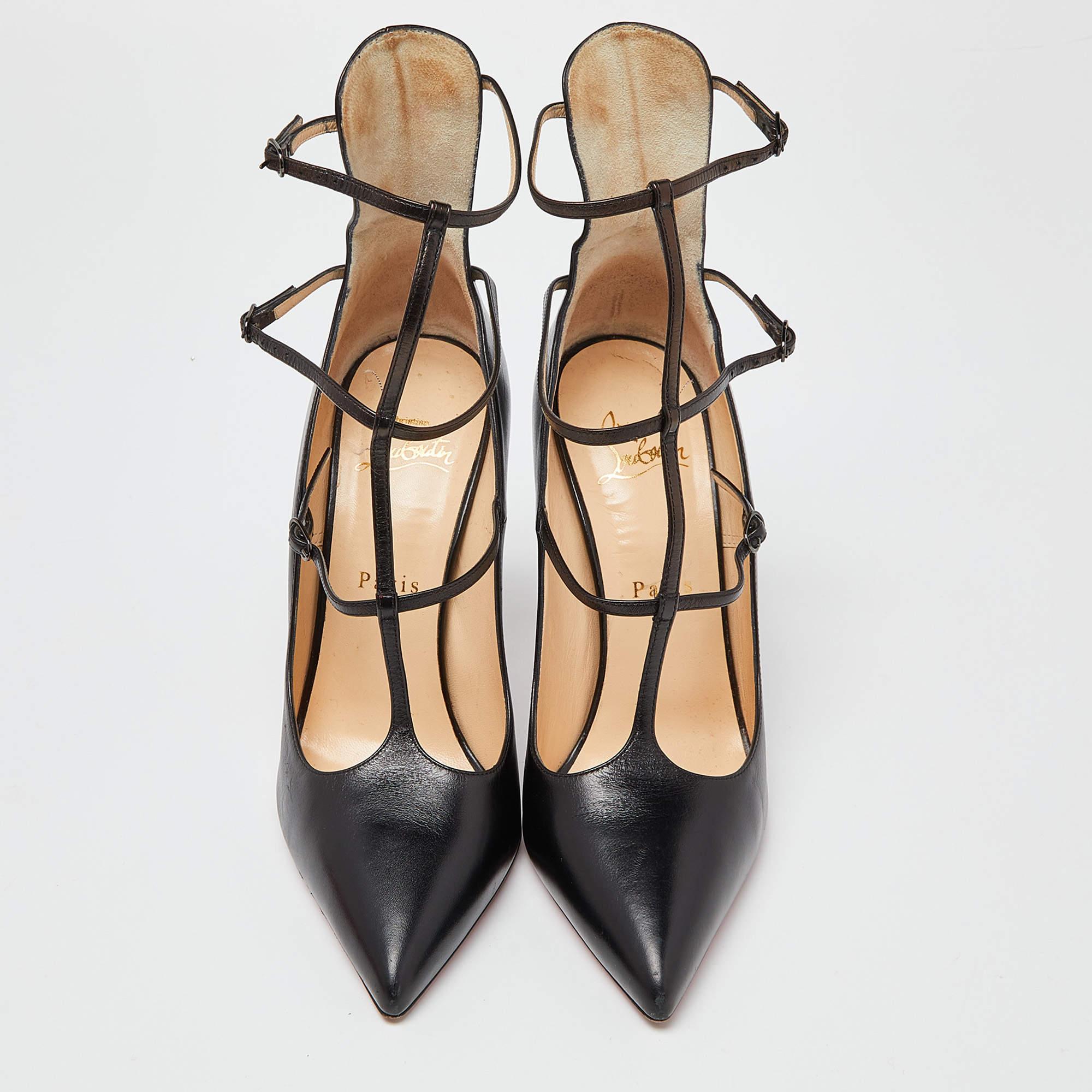 Make a chic style statement with these Christian Louboutin black pumps. They showcase sleek heels and red soles, perfect for your fashionable outings!

Includes
Original Dustbag, Extra Heel Tips