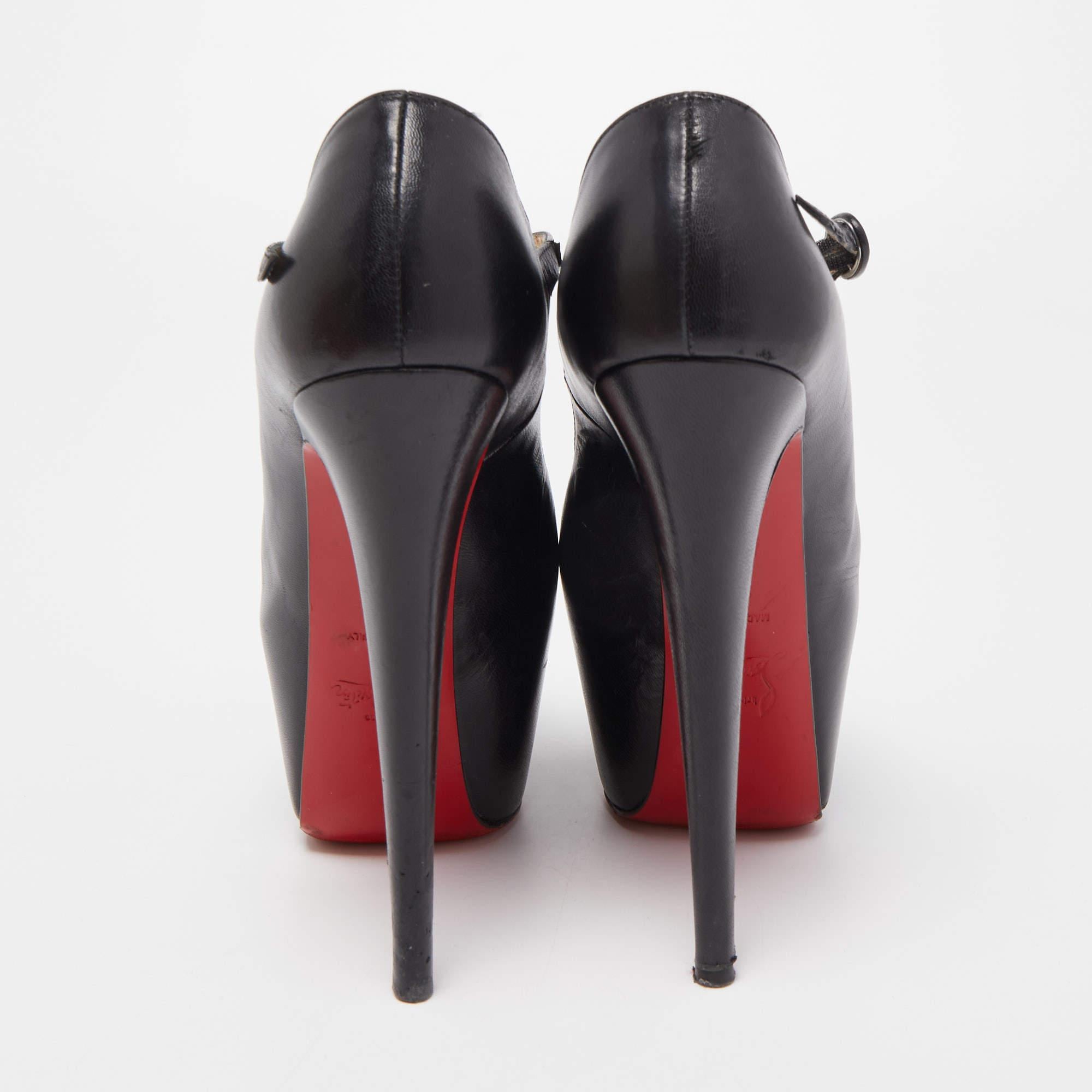 Christian Louboutin Black Leather Lady Highness Pumps Size 36.5 In Good Condition In Dubai, Al Qouz 2