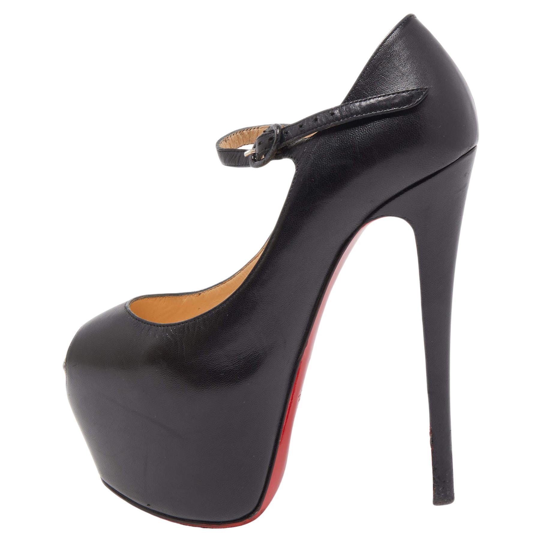 Christian Louboutin Black Leather Lady Highness Pumps Size 36.5