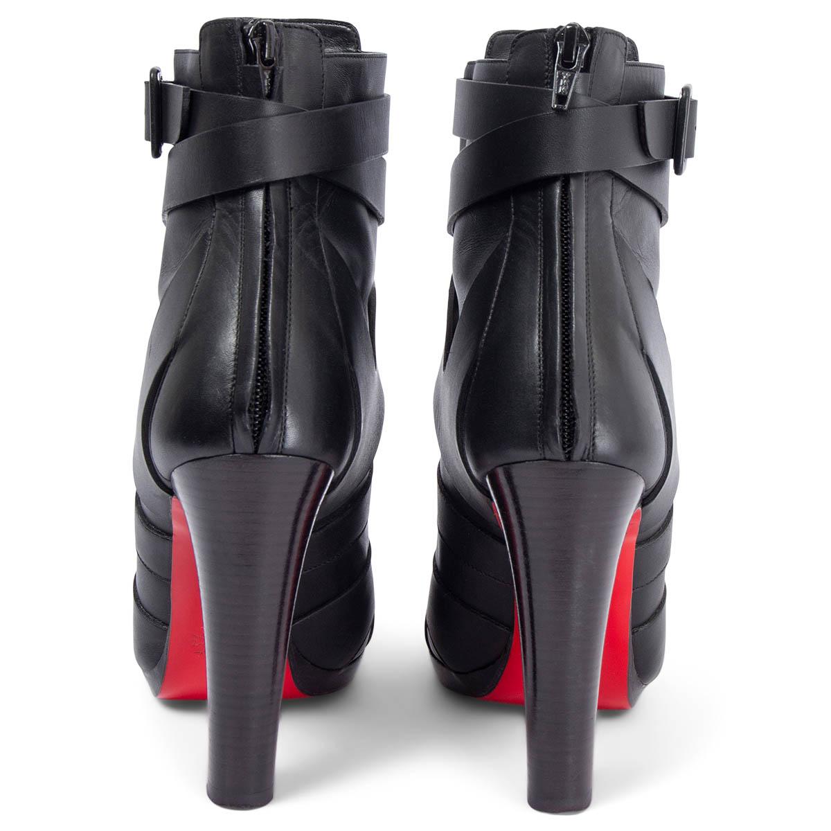 CHRISTIAN LOUBOUTIN black leather LAMU 120 Ankle Boots Shoes 38.5 For Sale 1