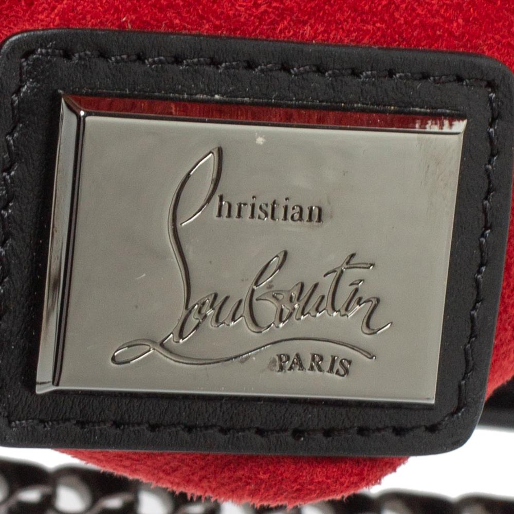 Christian Louboutin Große Triloubi Umhängetasche aus schwarzem Leder mit Stacheln 5