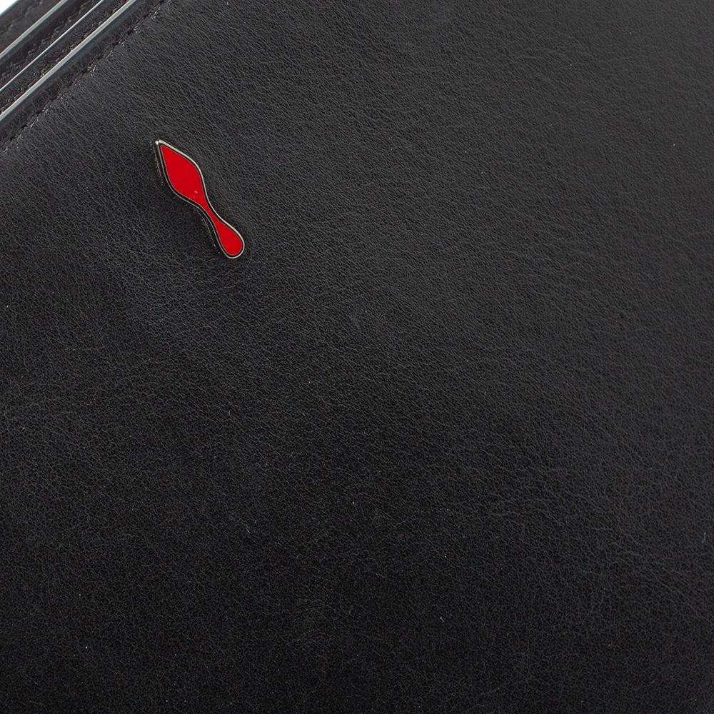 Christian Louboutin Große Triloubi Umhängetasche aus schwarzem Leder mit Stacheln 4