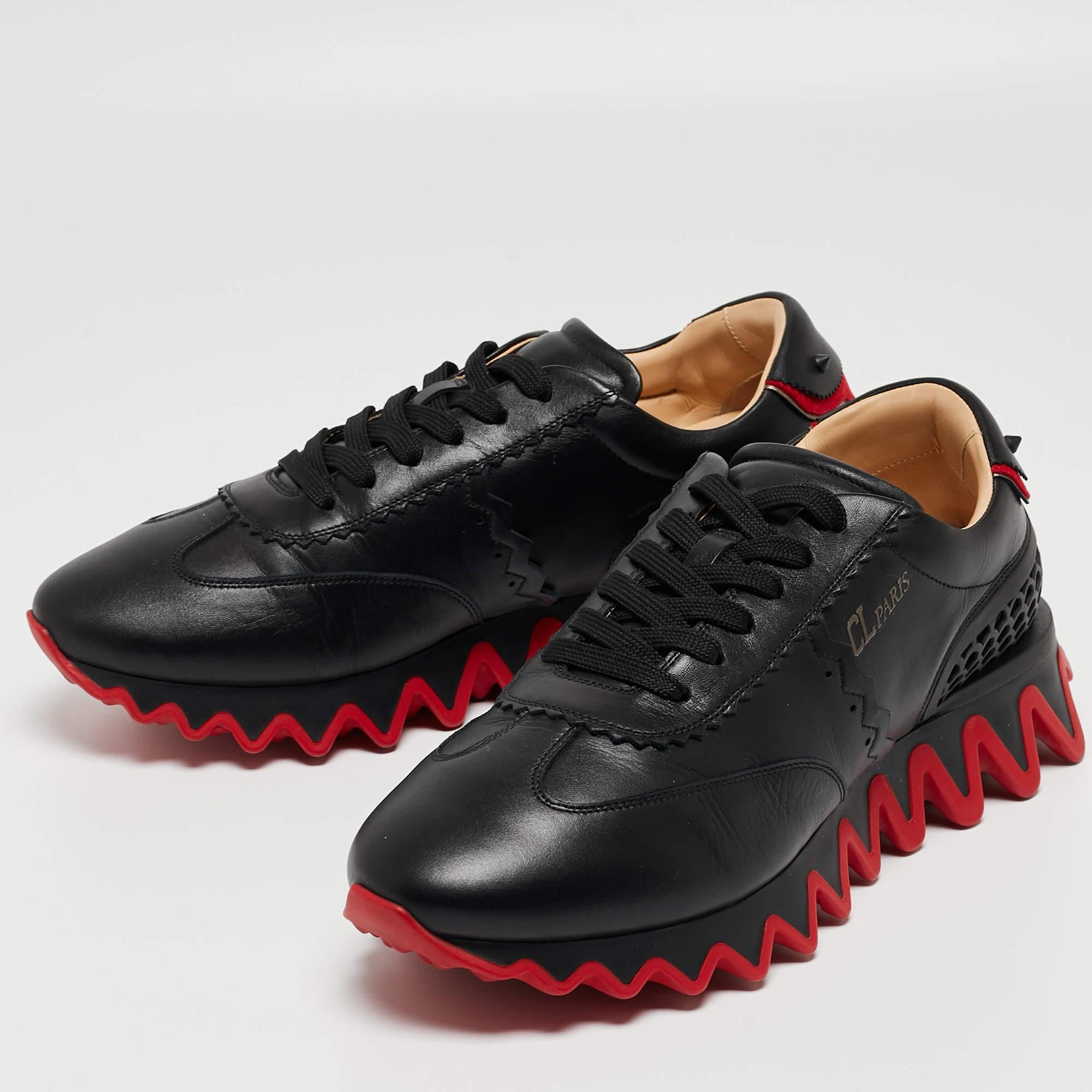Women's Christian Louboutin Black Leather Loubishark Sneakers Size 43