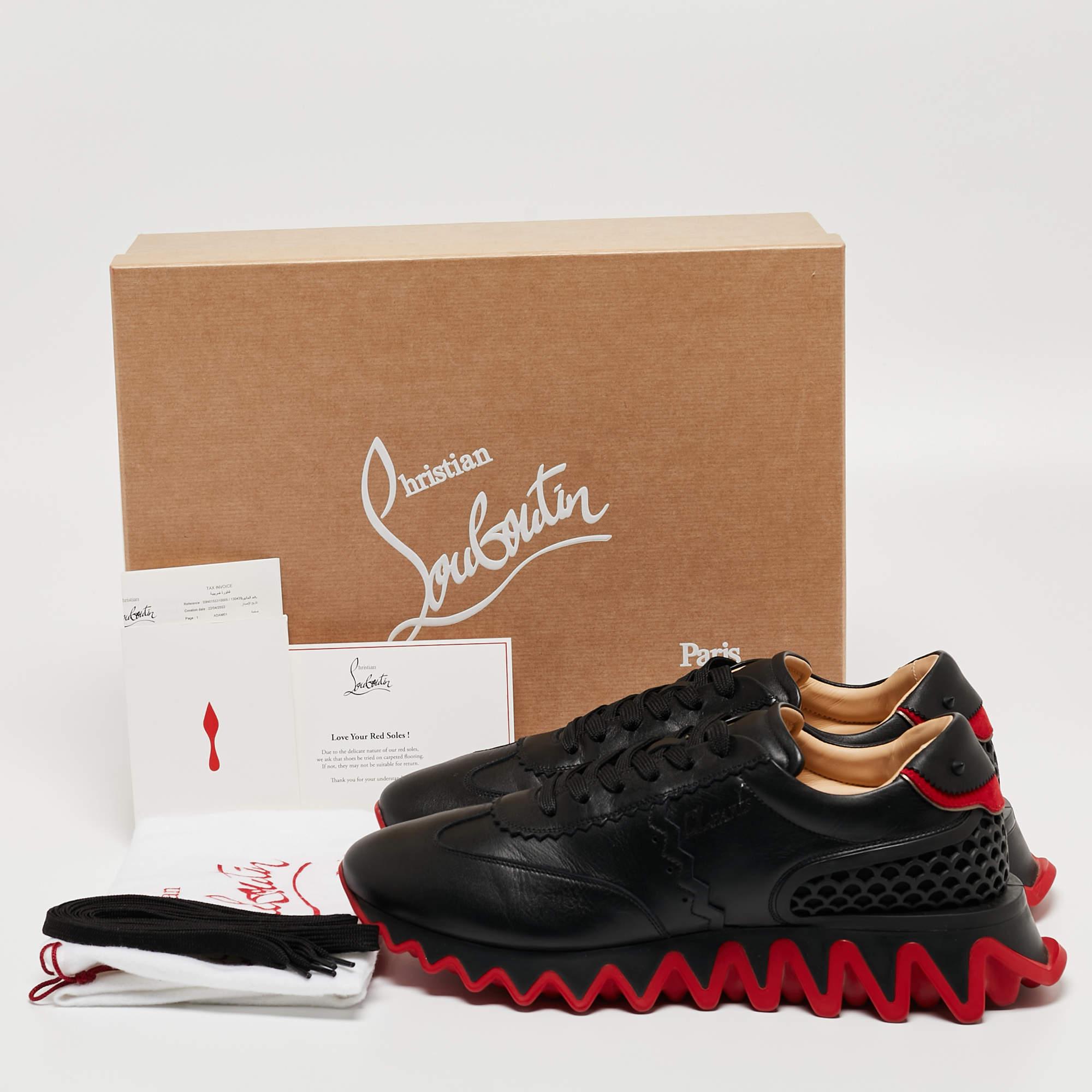 Christian Louboutin Black Leather Loubishark Sneakers Size 43 5