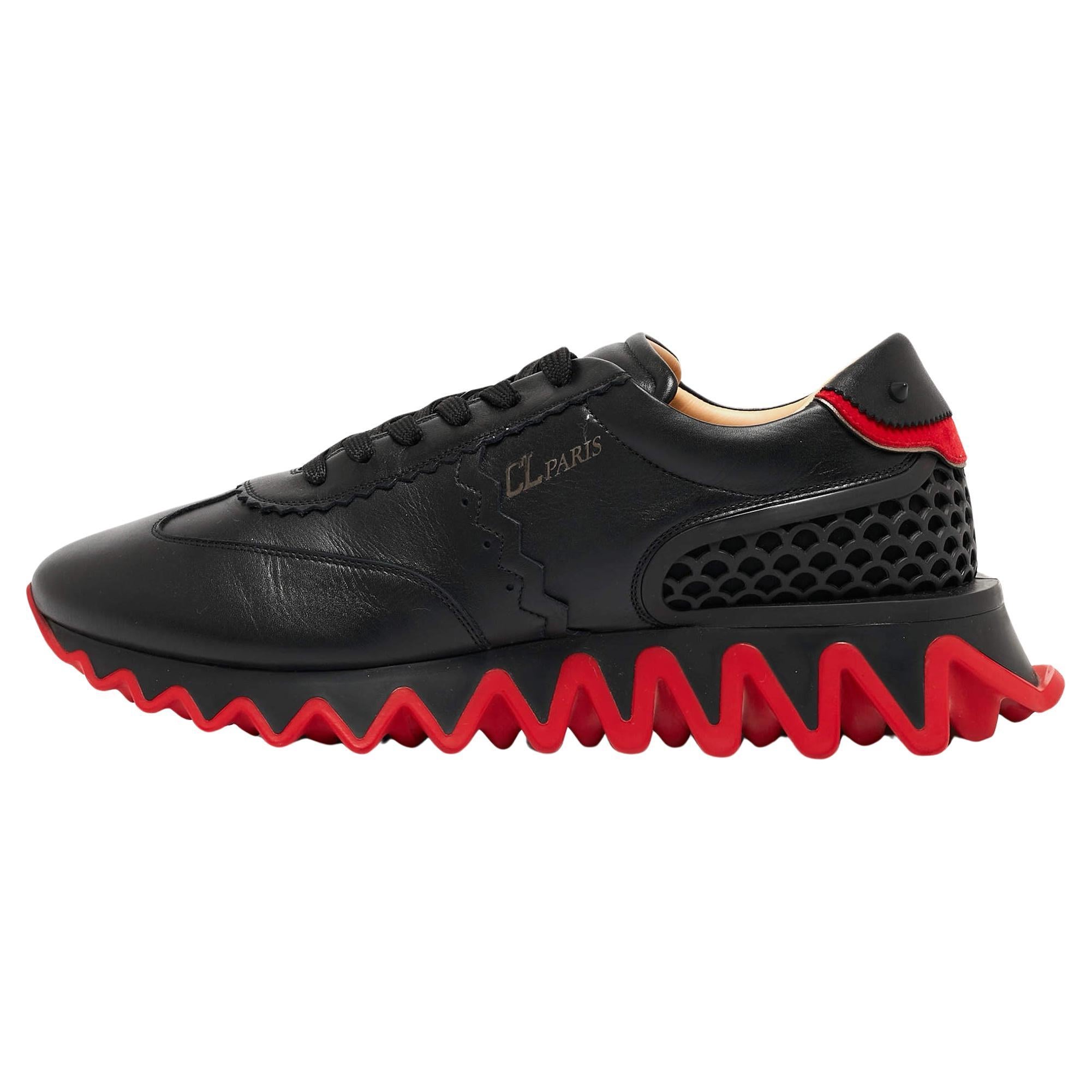 Christian Louboutin Black Leather Loubishark Sneakers Size 43