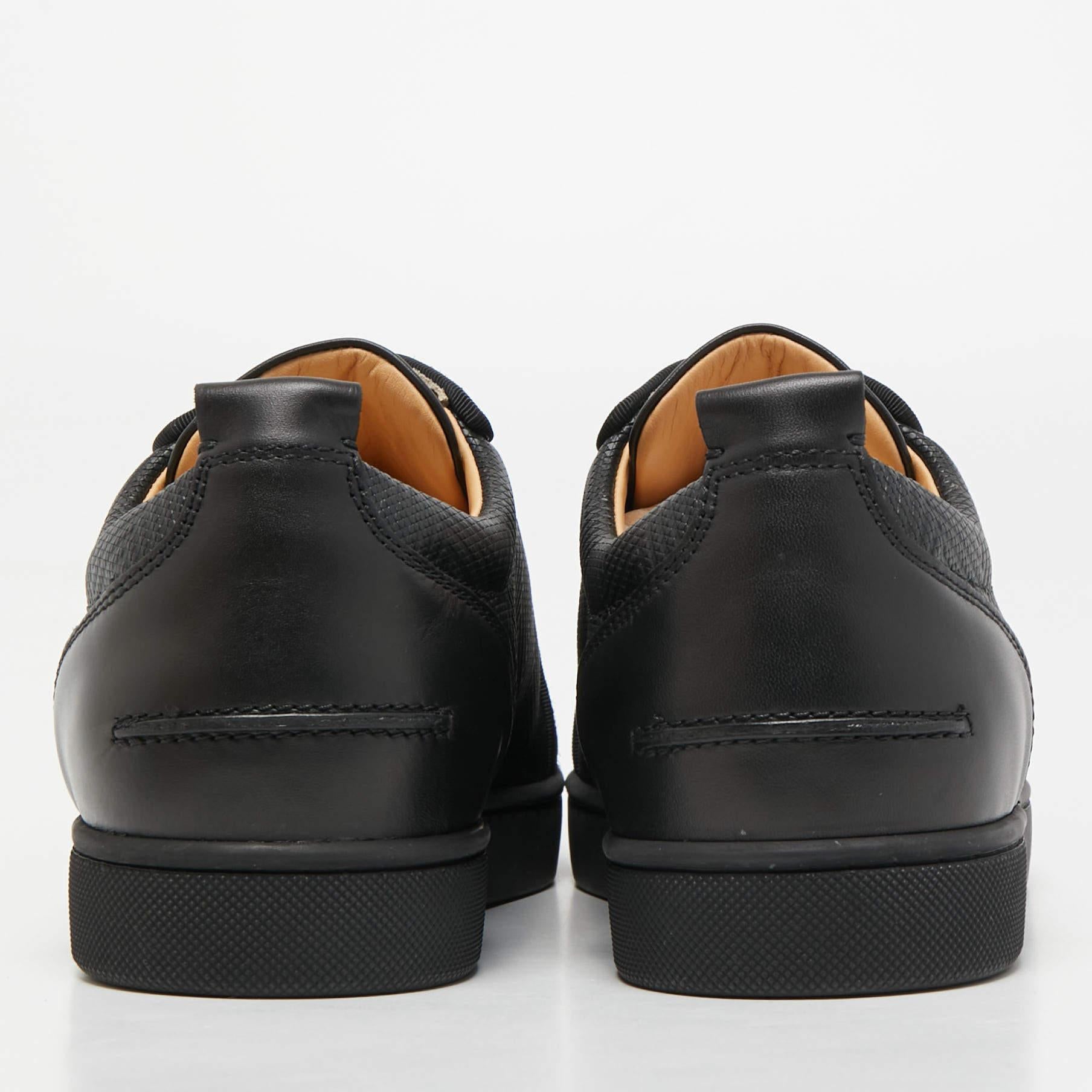 Christian Louboutin Black Leather Louis Junior Low Top Sneakers Size 40 1