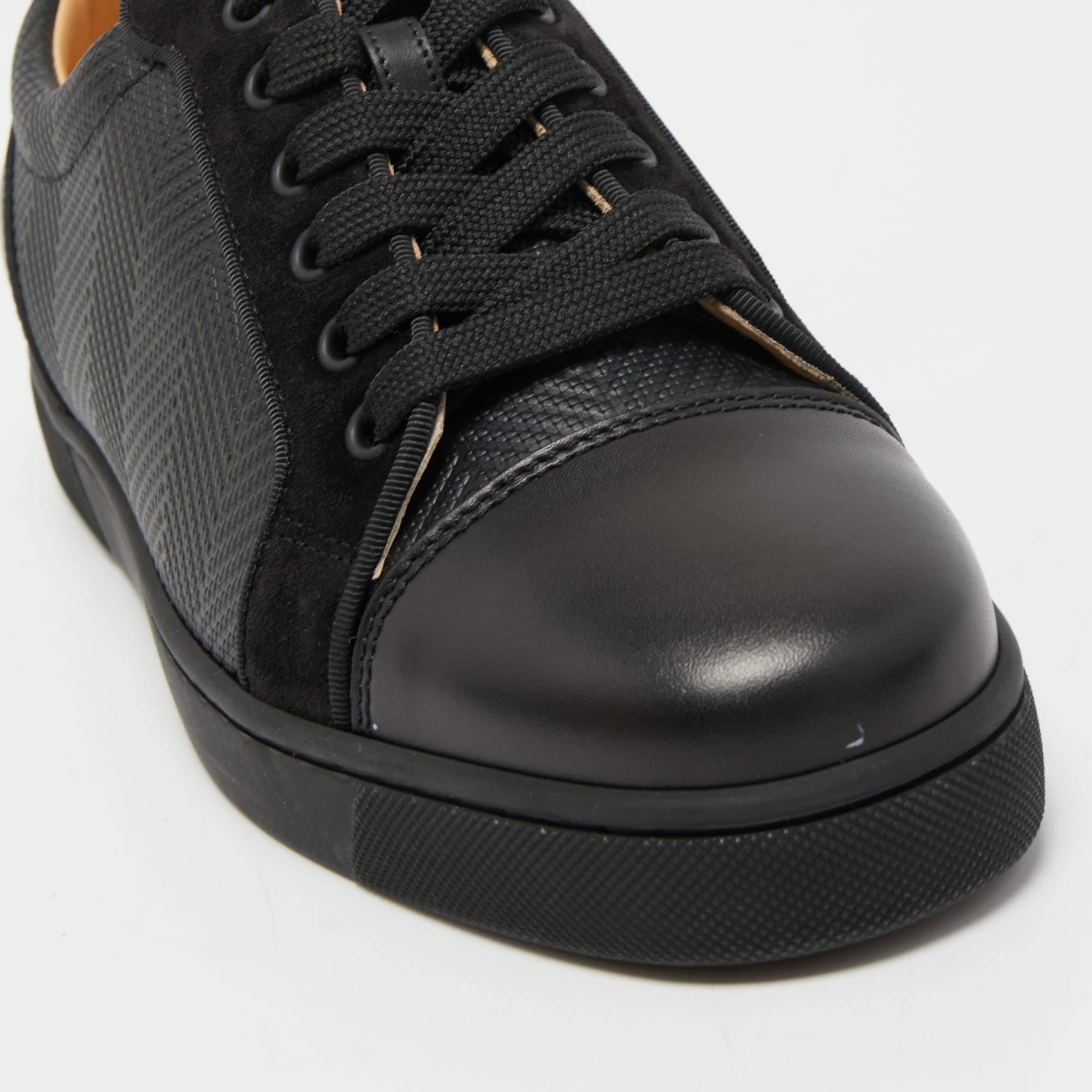 Christian Louboutin Black Leather Louis Junior Low Top Sneakers Size 40 3