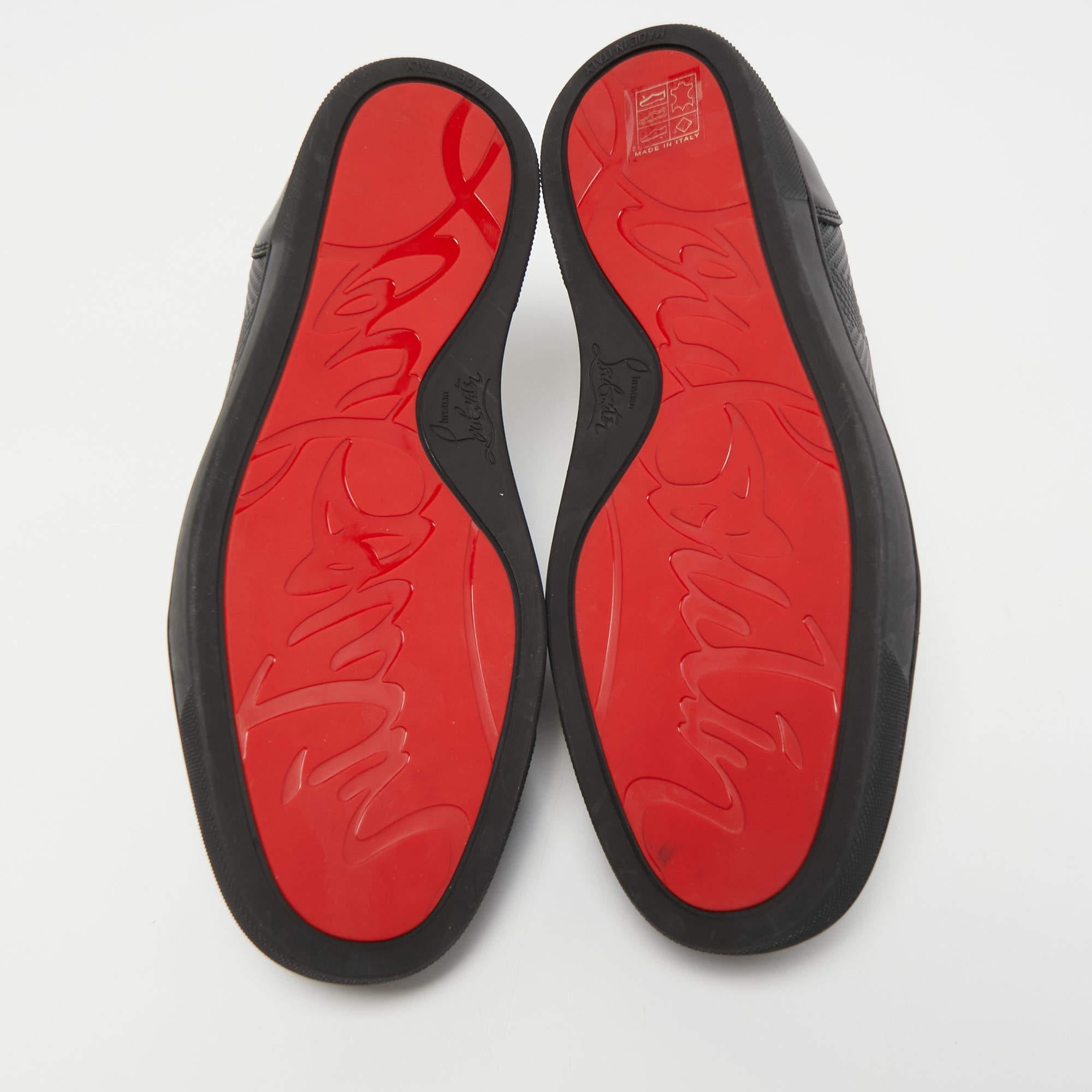 Christian Louboutin Black Leather Louis Junior Low Top Sneakers Size 40 4