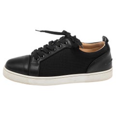 Christian Louboutin Black Leather Louis Junior Orlato Low Top Sneakers Size 41.5