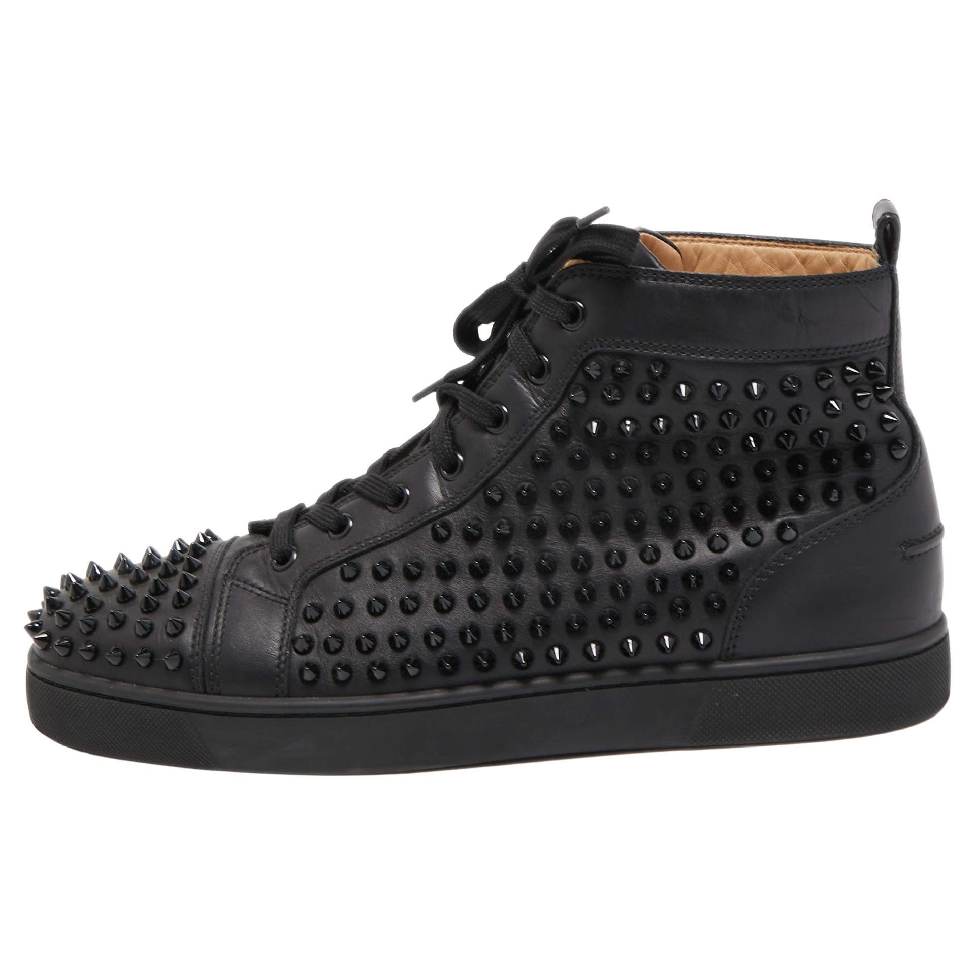 Christian Louboutin Silver Leather Louis Spikes High-Top Sneakers Size 44  Christian Louboutin | The Luxury Closet