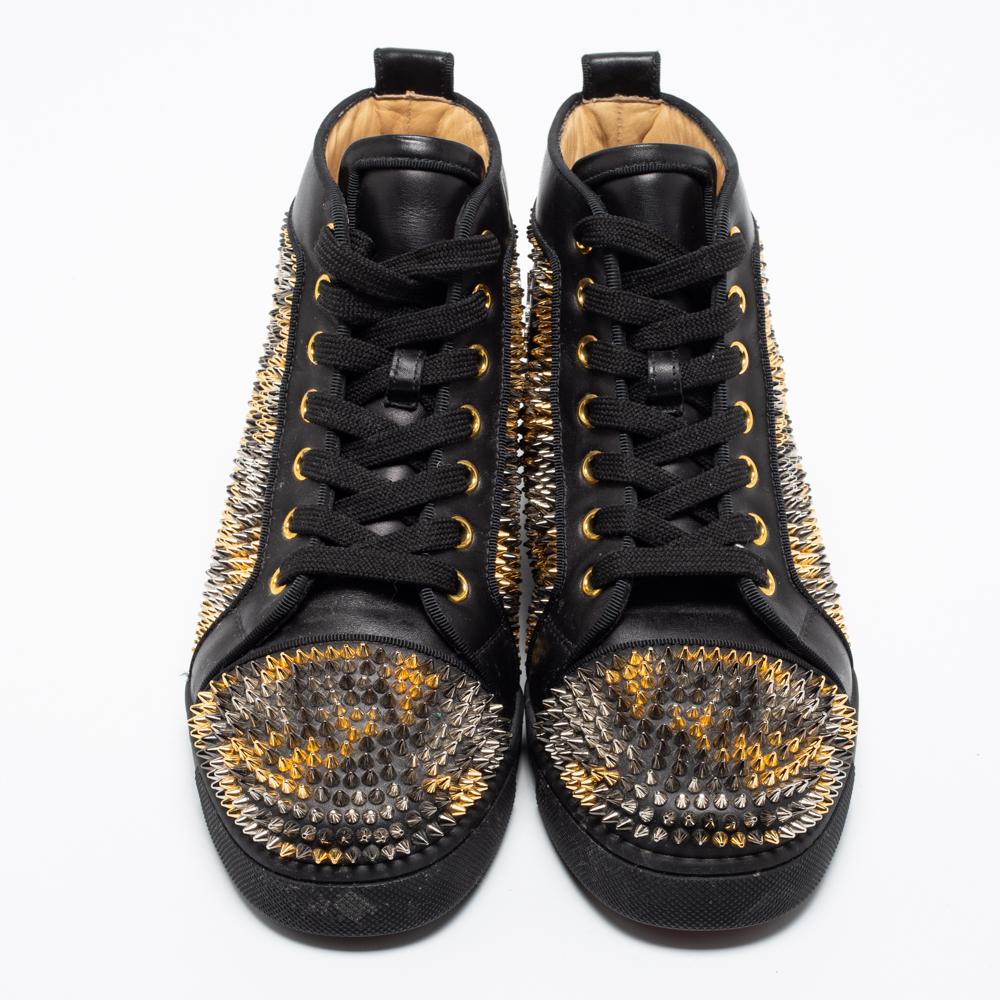 Christian louboutin black and gold sneakers store
