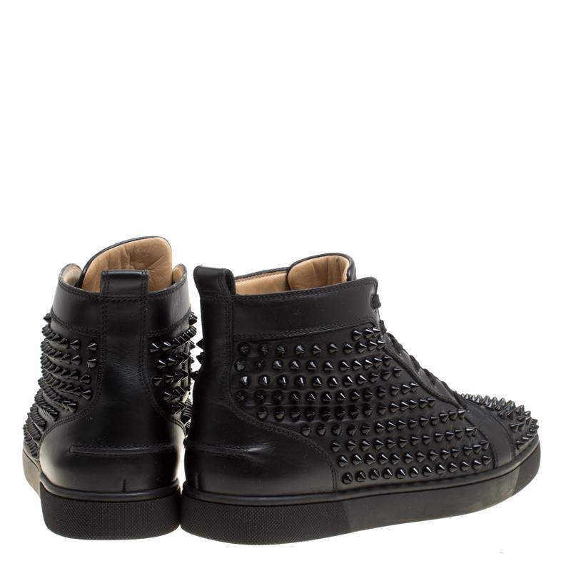 Christian Louboutin Black Leather Louis Spikes High Top Sneakers Size 41.5 1
