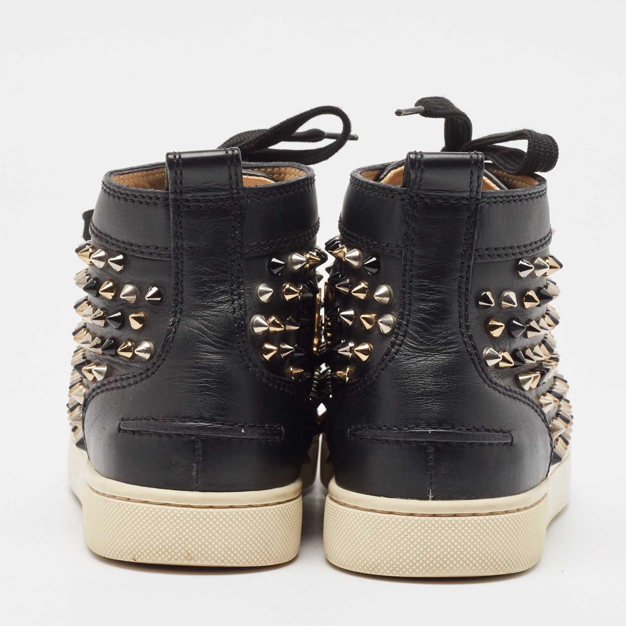 Christian Louboutin Schwarze Louis Spikes Turnschuhe aus Leder Größe 37,5 1