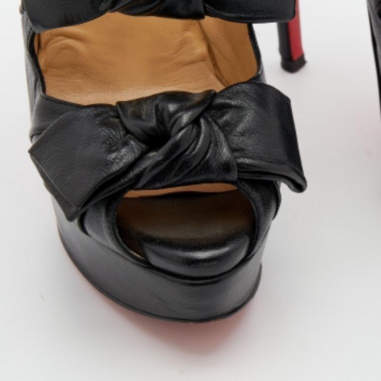 Christian Louboutin Cuir noir Madame Butterfly Platform Booties Taille 37 Pour femmes en vente