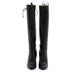 Christian Louboutin Black Leather Mado Over-the-Knee Boots Size 38