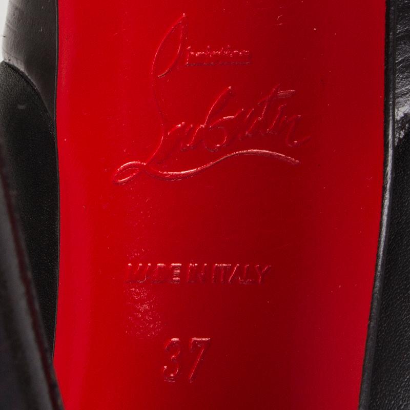 Women's CHRISTIAN LOUBOUTIN black leather MARISA STUDDED Platform Boots Shoes 37