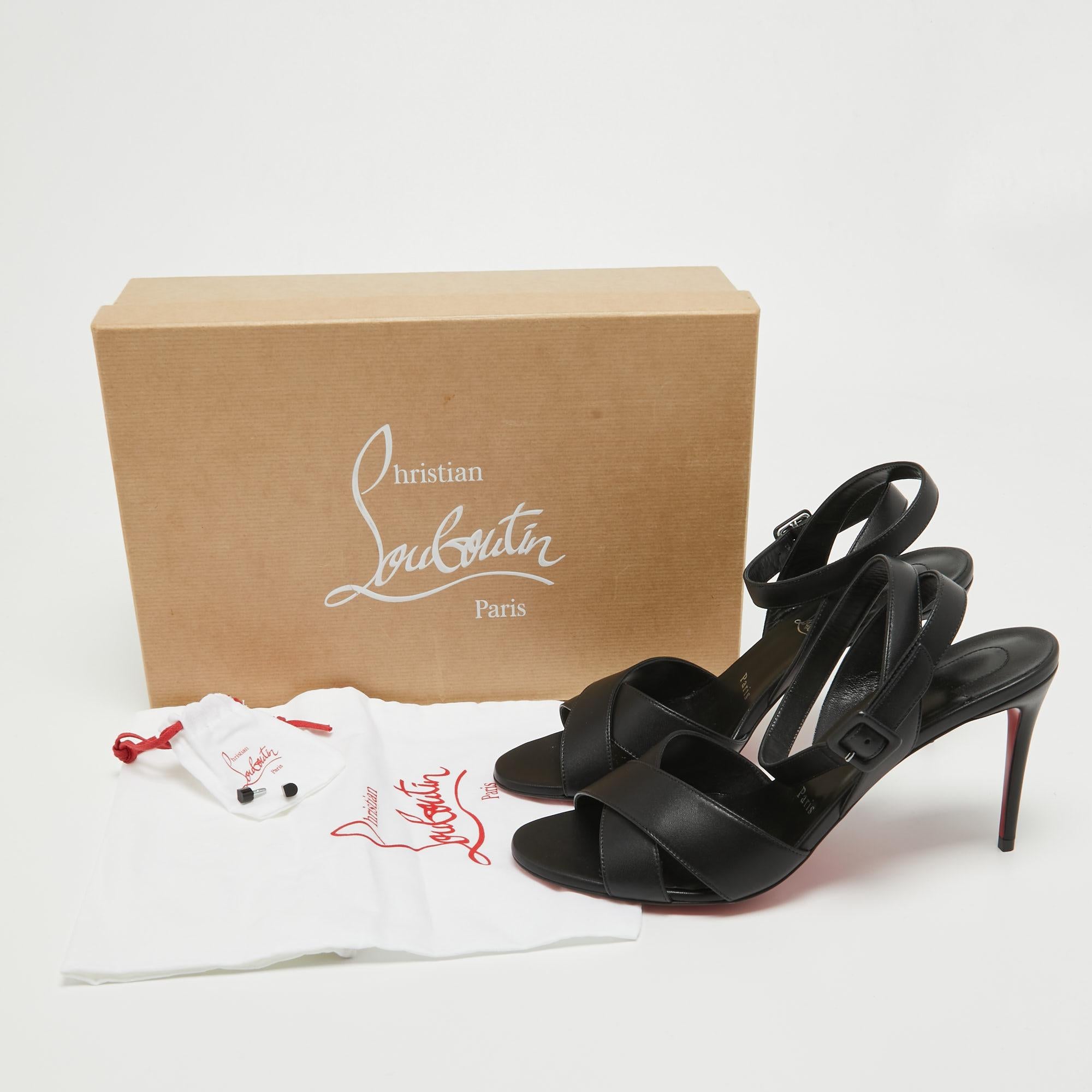 Christian Louboutin Black Leather Mariza Sandals Size 41 For Sale 1