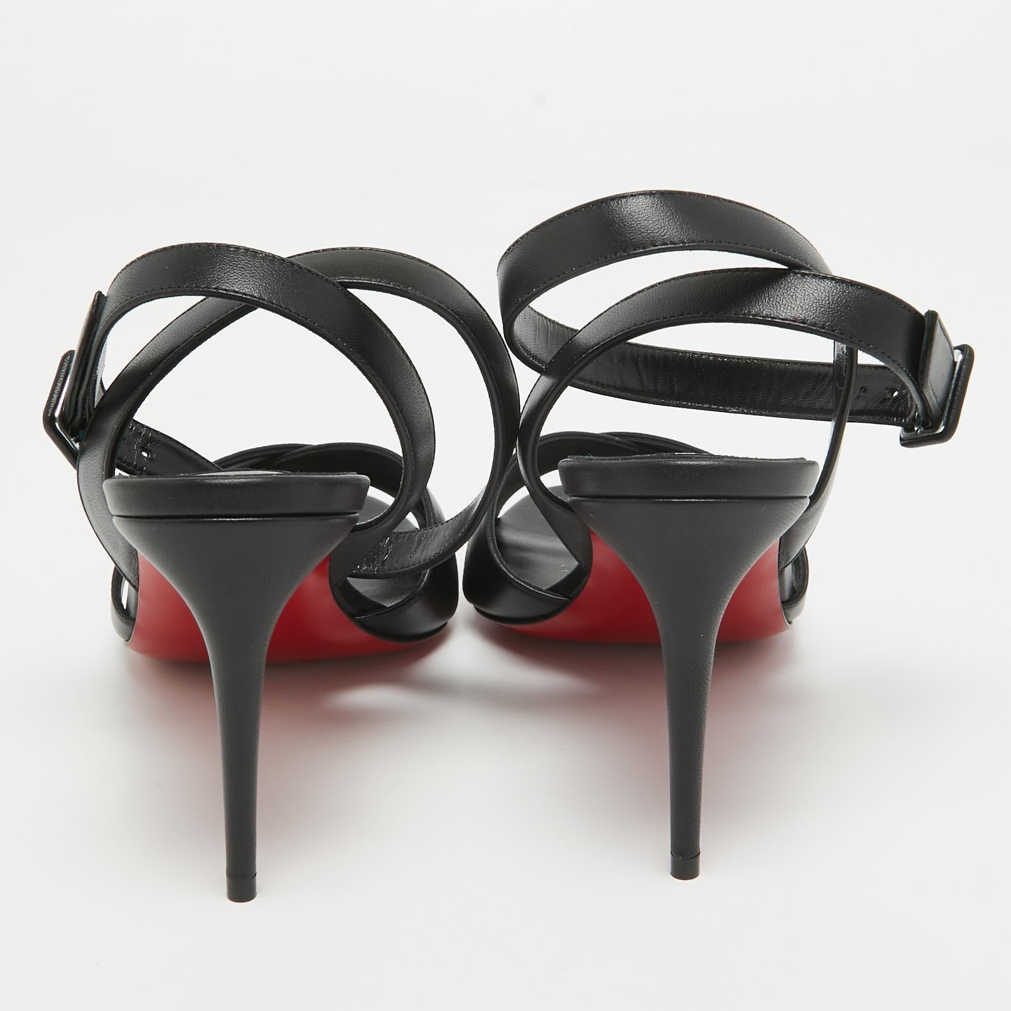 Christian Louboutin Black Leather Mariza Sandals Size 41 For Sale 2