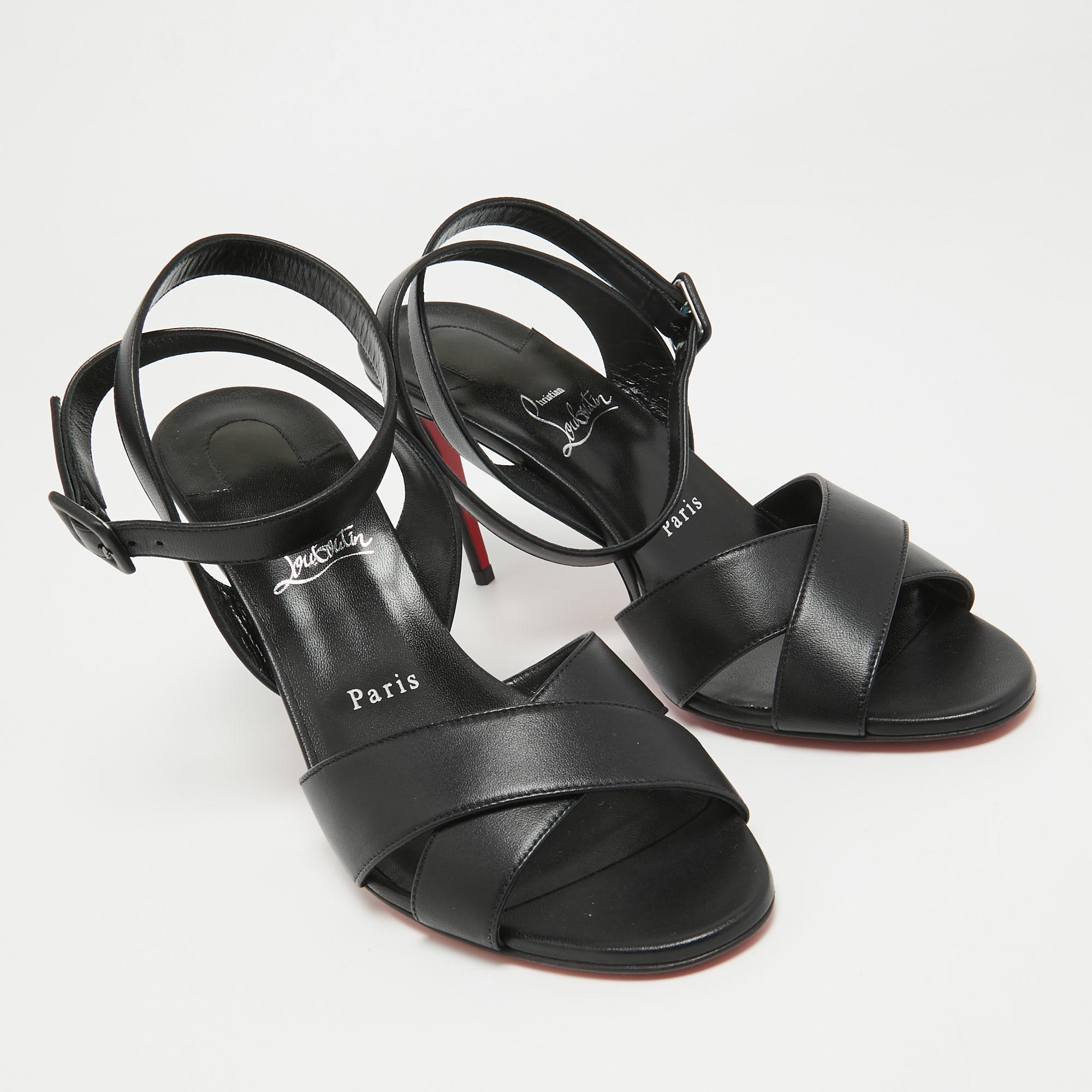 Christian Louboutin Black Leather Mariza Sandals Size 41 For Sale 4