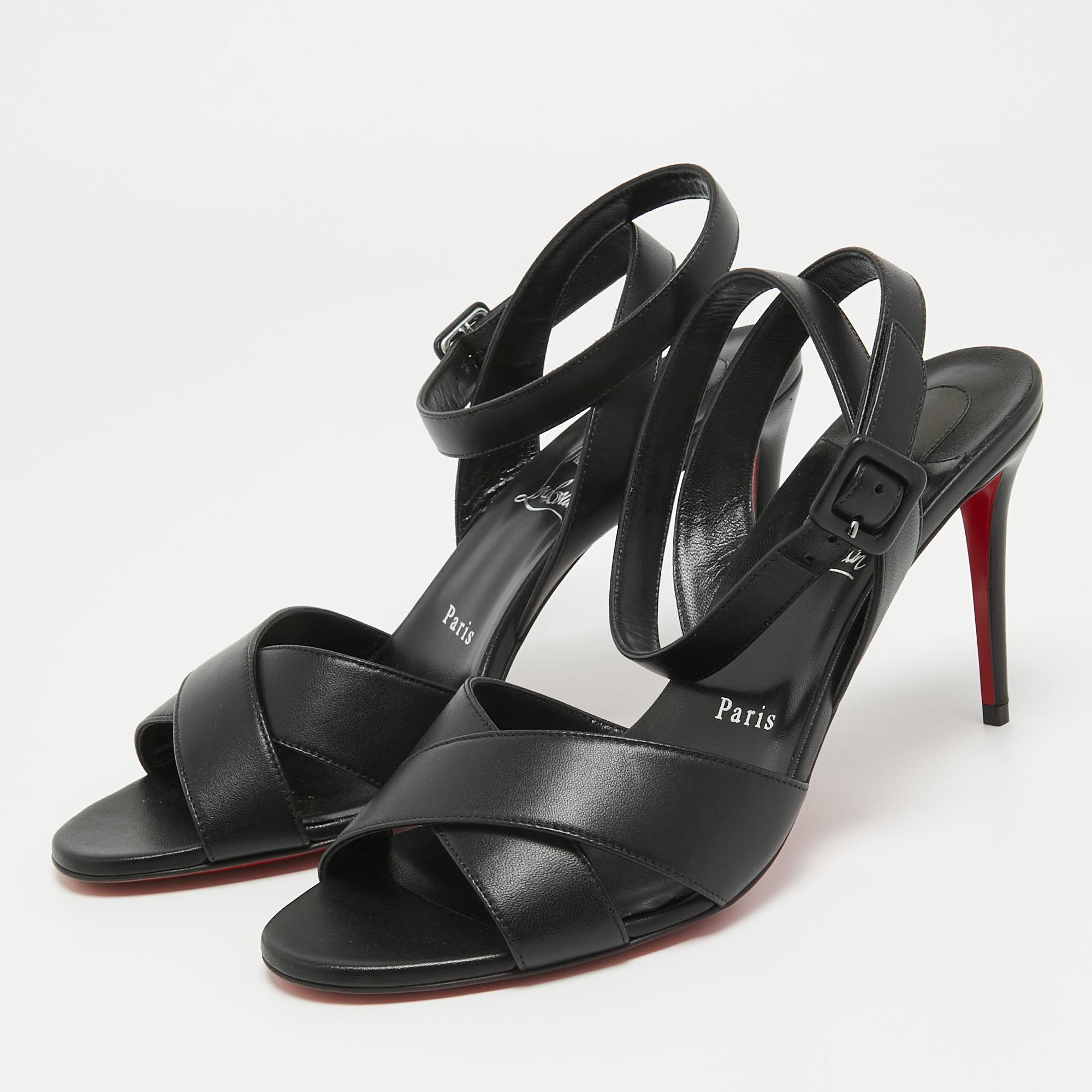 Christian Louboutin Black Leather Mariza Sandals Size 41 For Sale 5