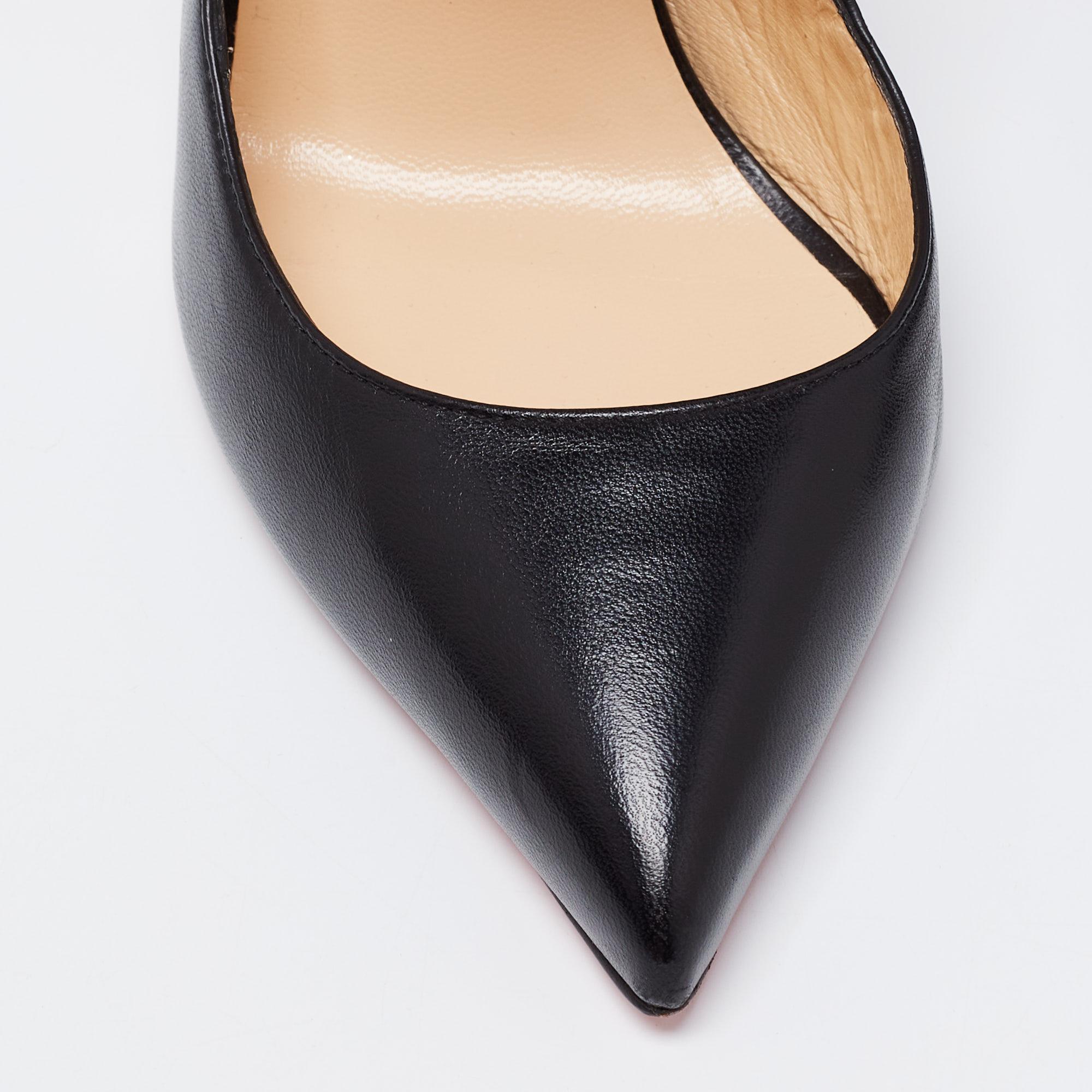 Christian Louboutin Black Leather Marlenarock Pointed Toe Pumps Size 38.5 1