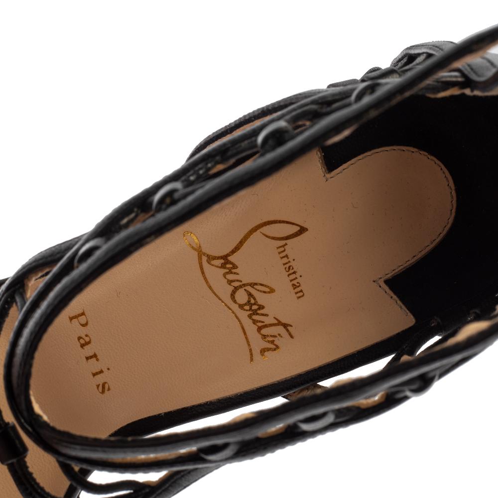 Christian Louboutin Black Leather Martha Lattice Sandals Size 39.5 1