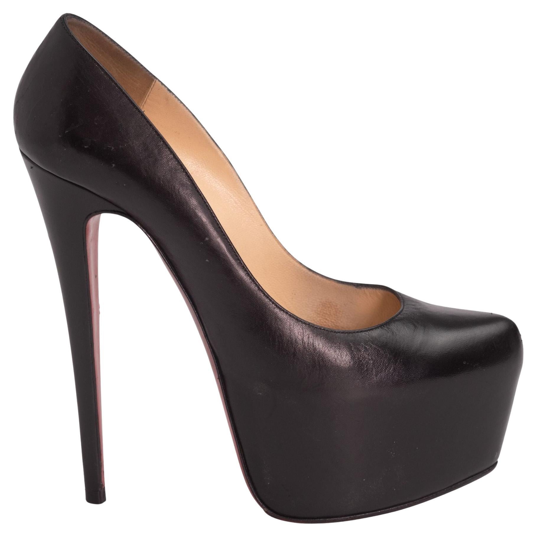 Christian Louboutin Black  Leather Mary Jane Heels (EU 39.5) For Sale