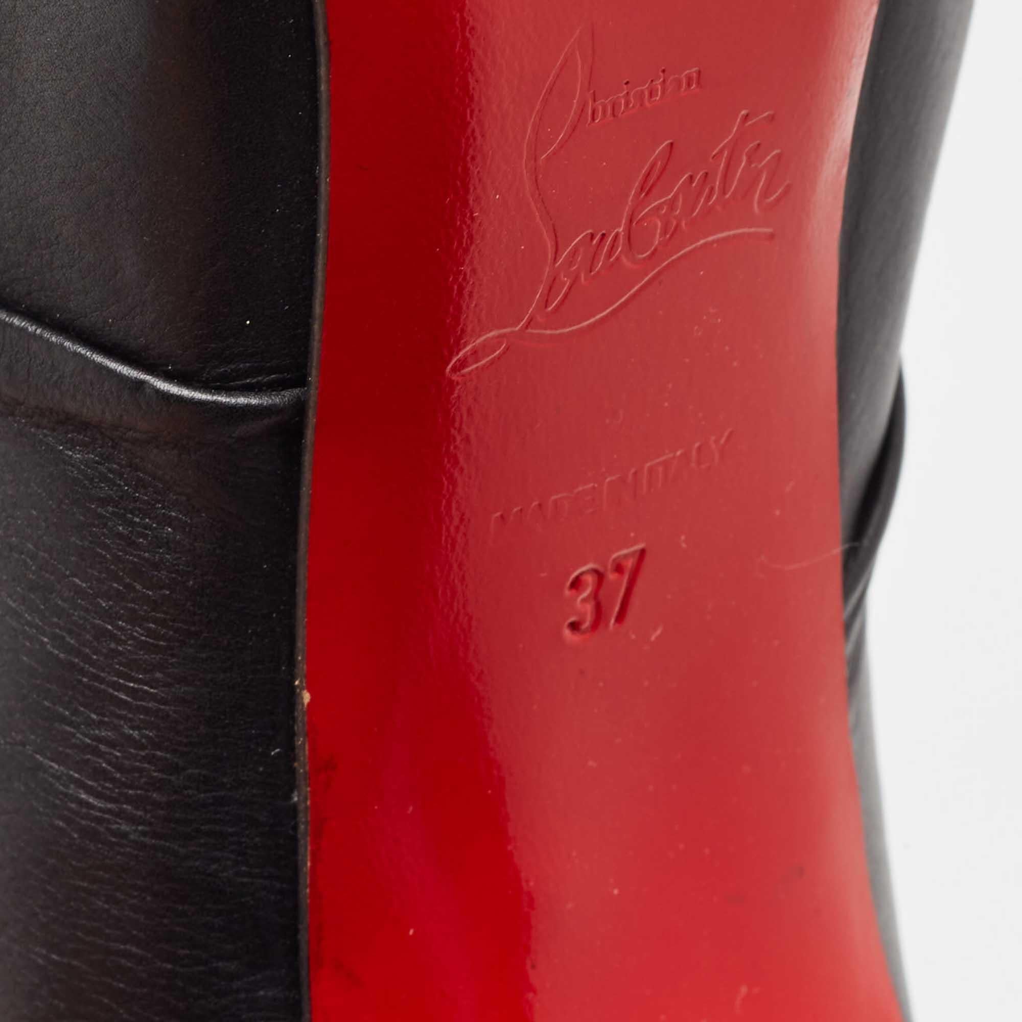 Christian Louboutin Black Leather Mervillon Knee Boots Size 37 5