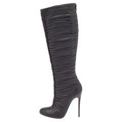 Christian Louboutin Black Leather Mervillon Knee Boots Size 37