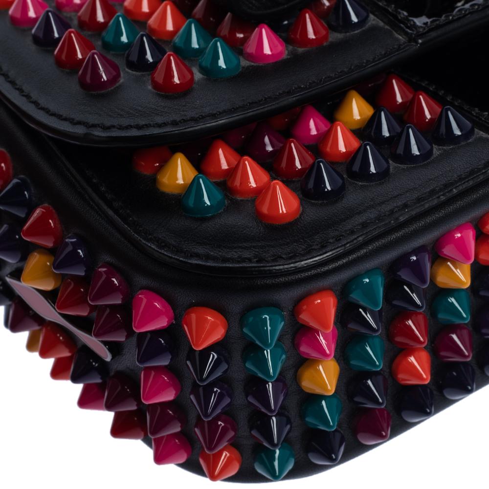 Women's Christian Louboutin Black Leather Mini Spiked Sweet Charity Shoulder Bag