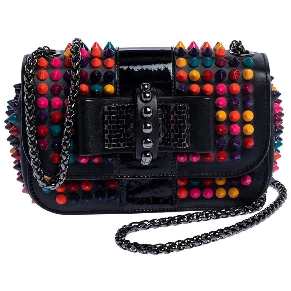 Christian Louboutin Calfskin Spiked Sweet Charity Small Crossbody Bag  (SHF-20782)