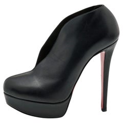 Christian Louboutin Schwarz Leder Miss Fast Plato Plateau Stiefeletten Größe 38