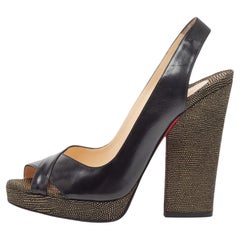 Christian Louboutin Sandales à talons compensés en cuir noir Morphea Taille 39