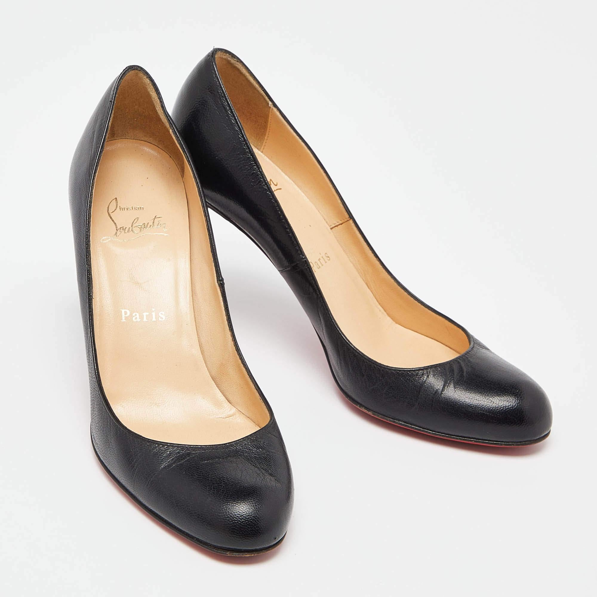 Christian Louboutin Black Leather New Simple Pumps Size 36.5 For Sale 1