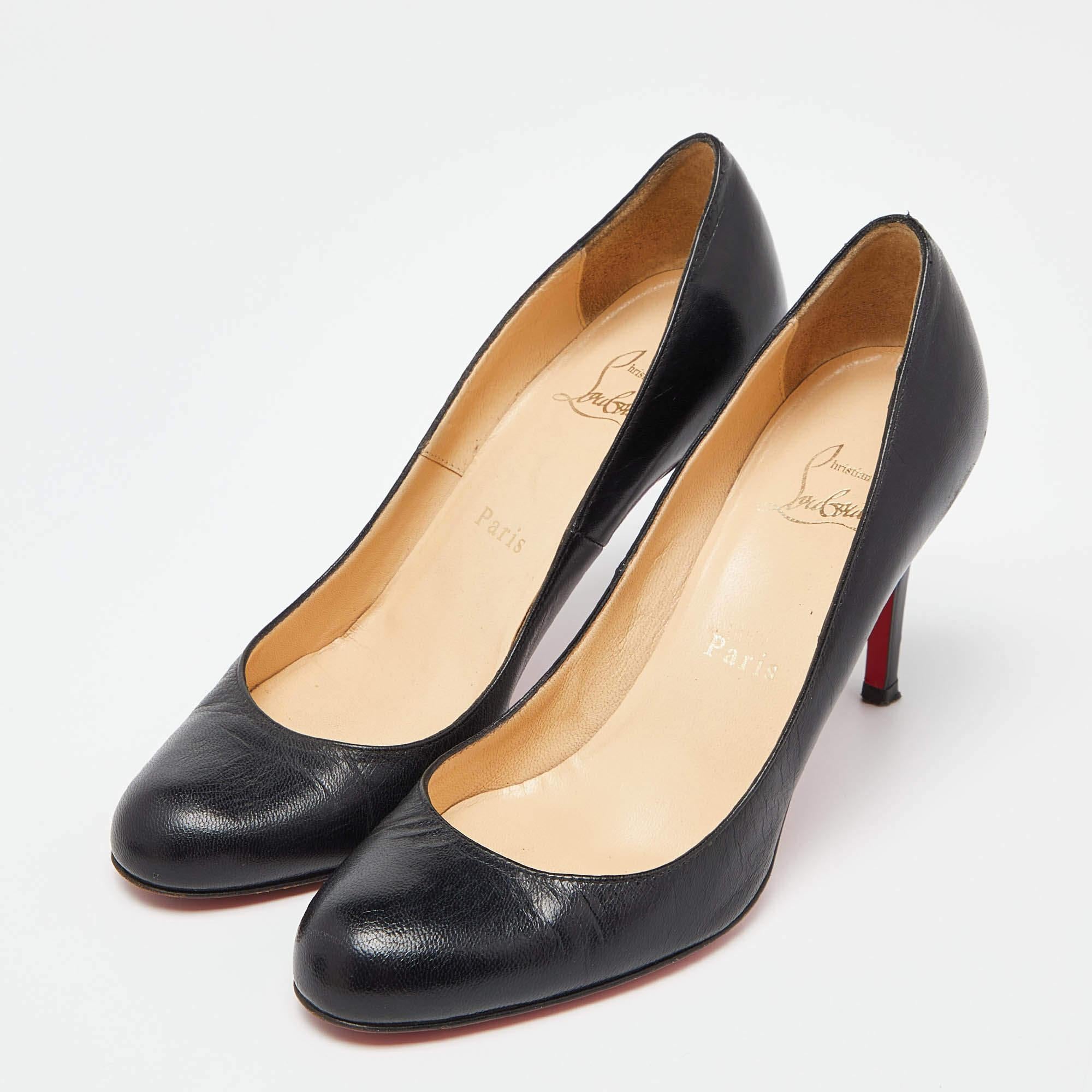 Christian Louboutin Black Leather New Simple Pumps Size 36.5 For Sale 2