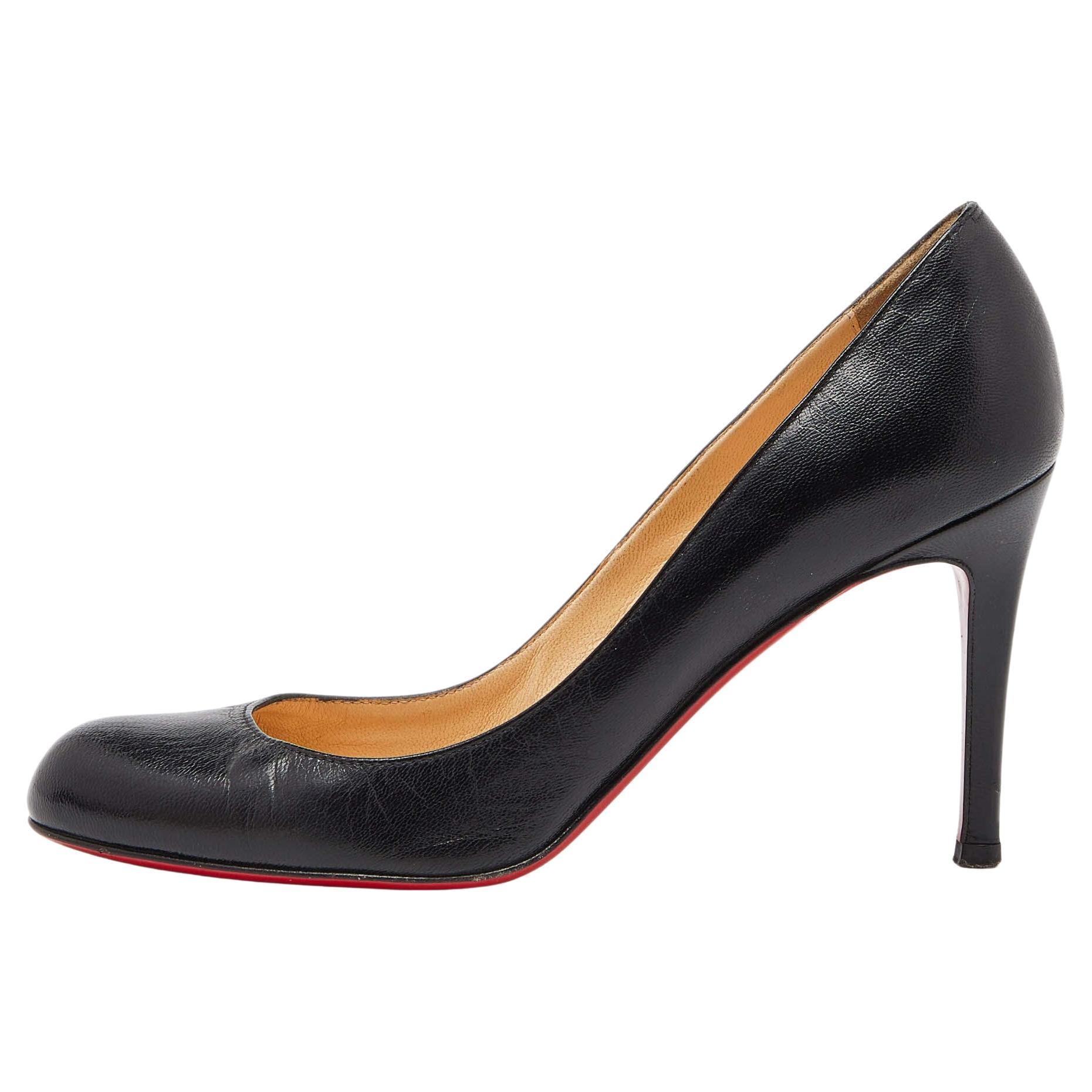 Christian Louboutin Black Leather New Simple Pumps Size 36.5 For Sale