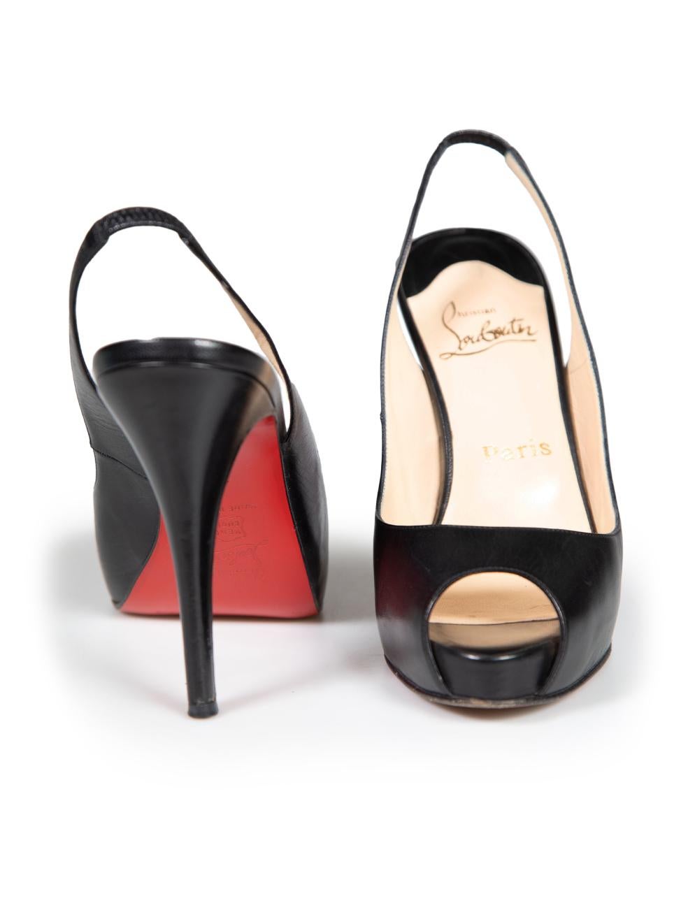 Christian Louboutin Black Leather No Prive Heels Size IT 38 In Good Condition For Sale In London, GB