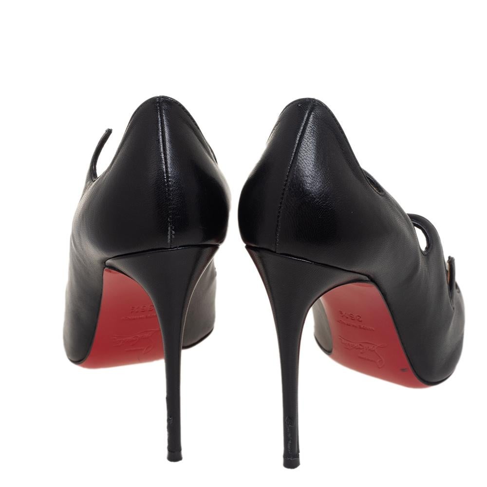 Christian Louboutin Black Leather Olavague Flame Pointed Toe Pumps Size  36.5 at 1stDibs